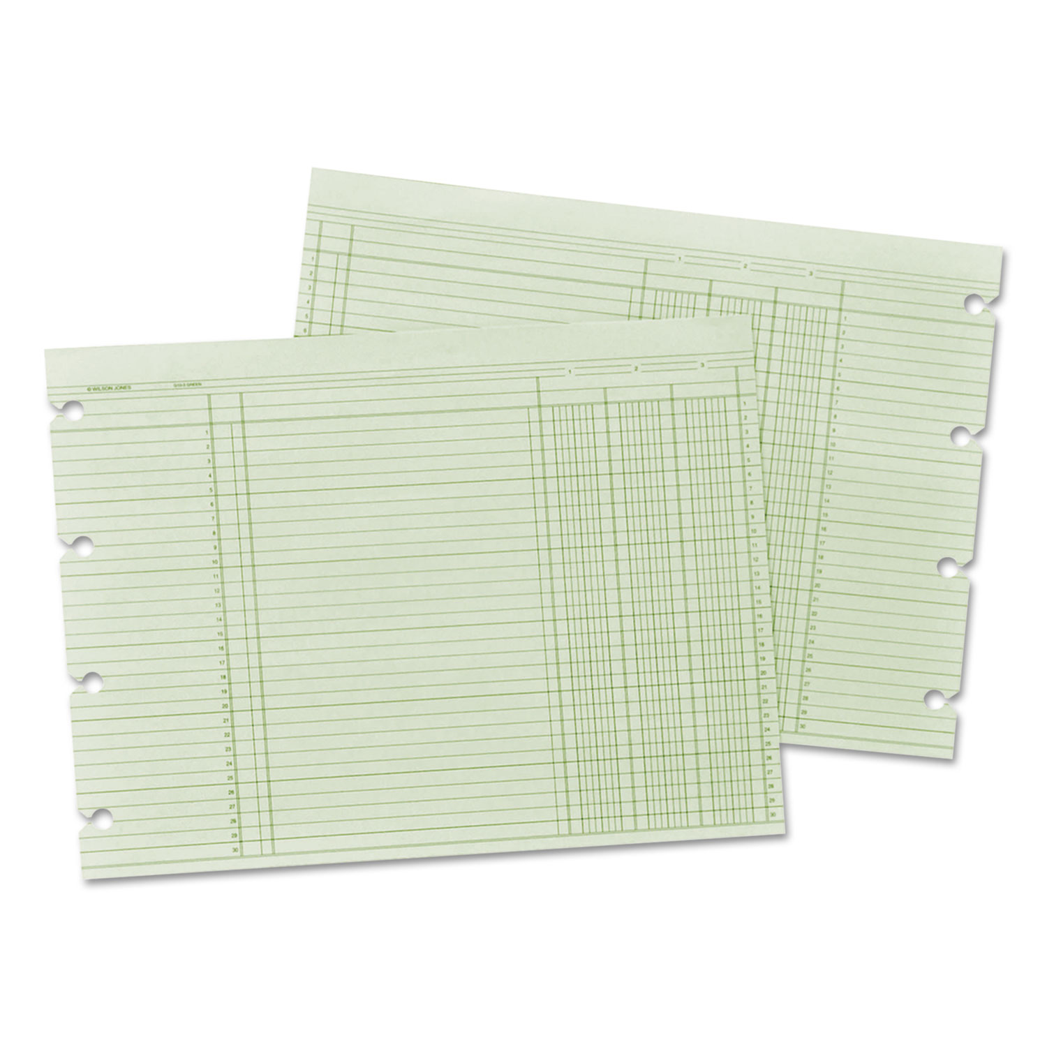 Wilson Jones® Accounting Sheets, Three Column, 9-1/4 x 11-7/8 , 100 Loose Sheets/Pack, Green