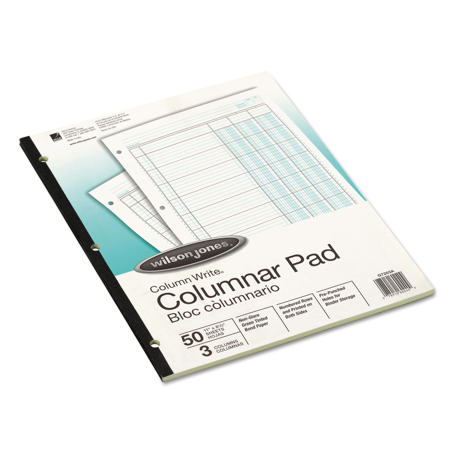 Accounting Pad, Three Eight-Unit Columns, 8-1/2 x 11, 50-Sheet Pad