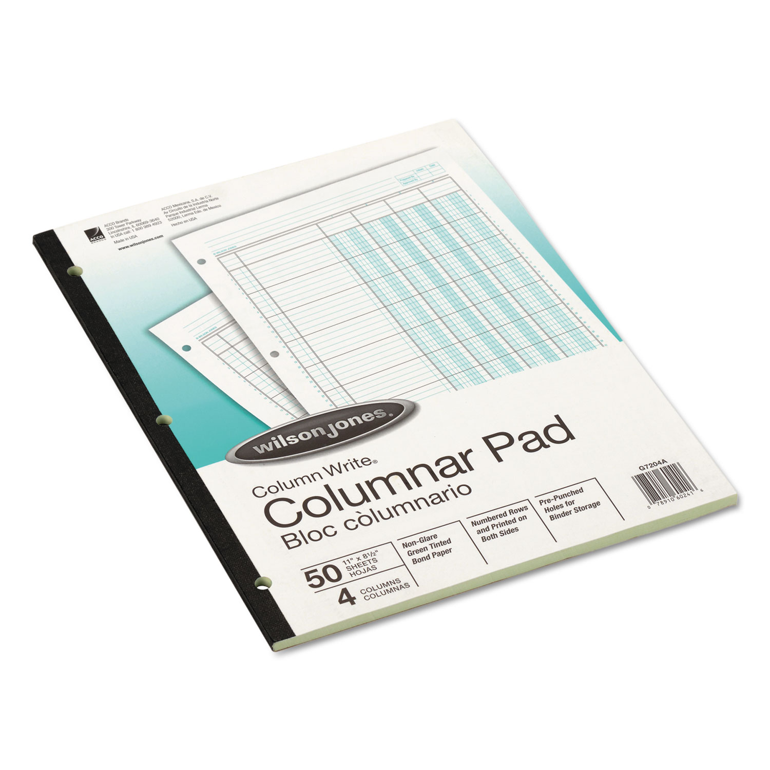 Accounting Pad, Four Eight-Unit Columns, Two-sided, Letter, 50-Sheet Pad