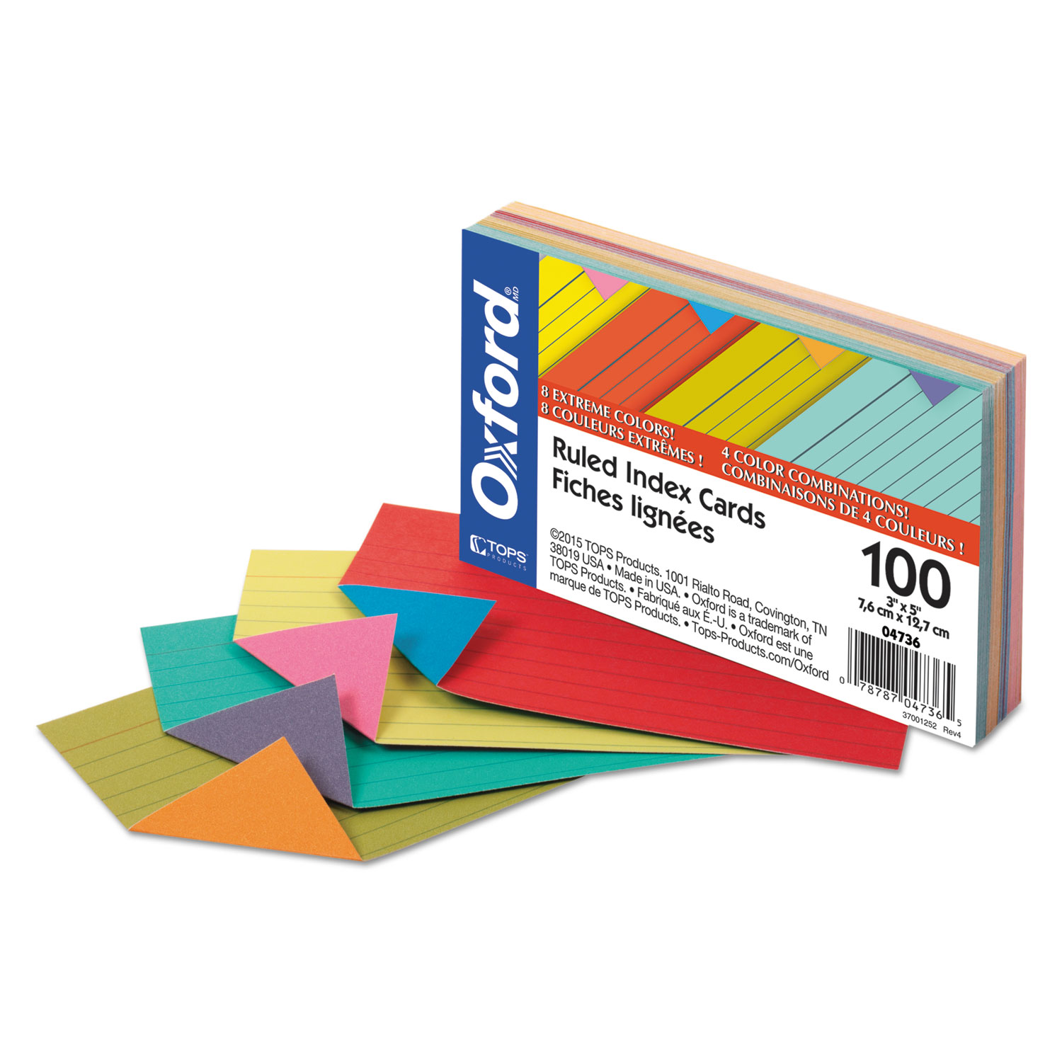 Extreme Index Cards, 3 x 5, Vivid Assorted, 100/Pack