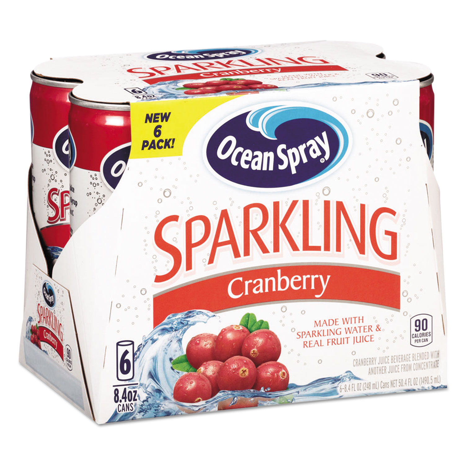 Sparkling Cranberry Juice, 8.4 oz Can, 6/Pack
