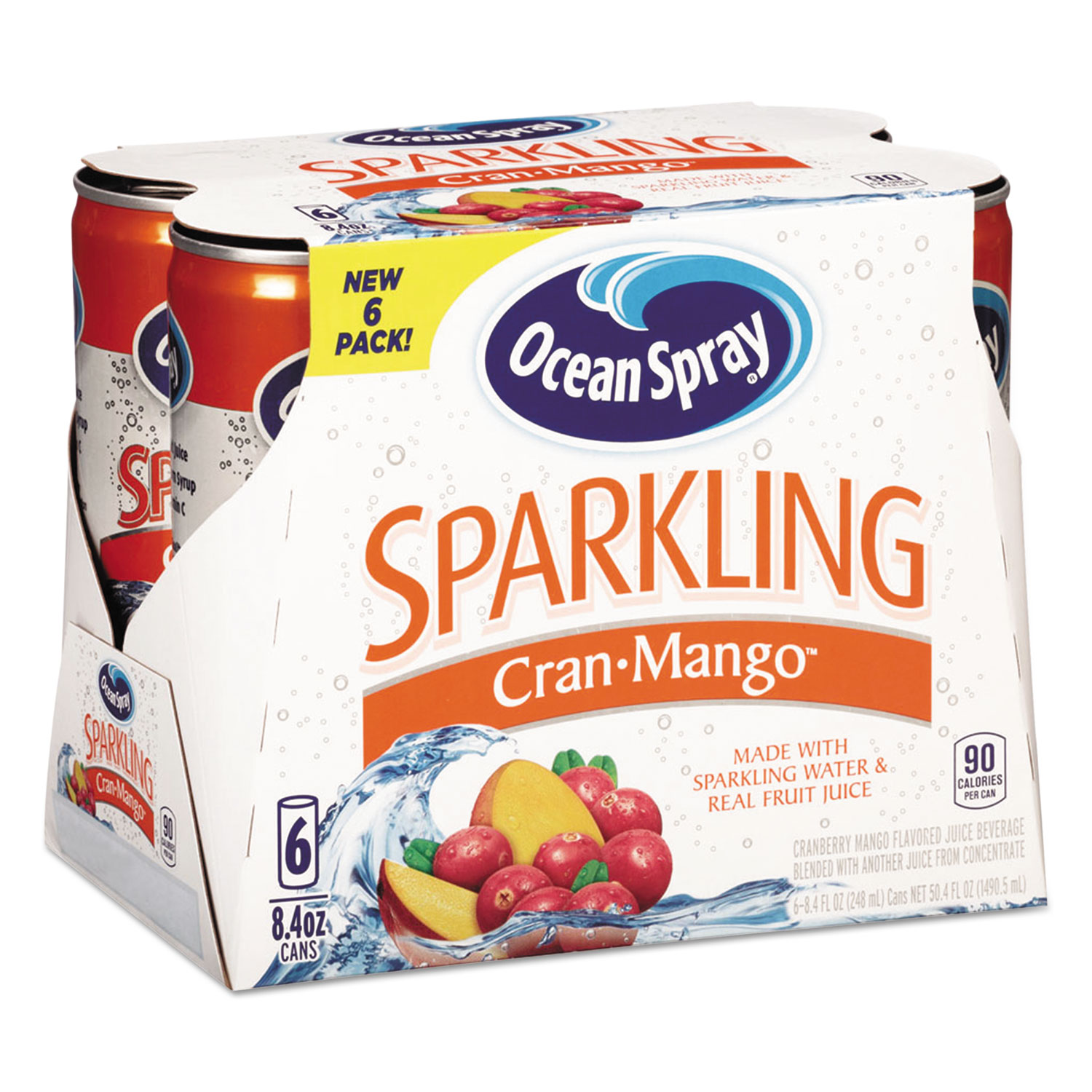 Sparkling Juices, CranMango, 8.4 oz Can, 6/Pack