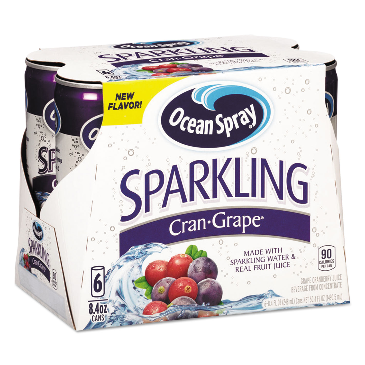 Sparkling Juices, CranGrape, 8.4 oz Can, 6/Pack