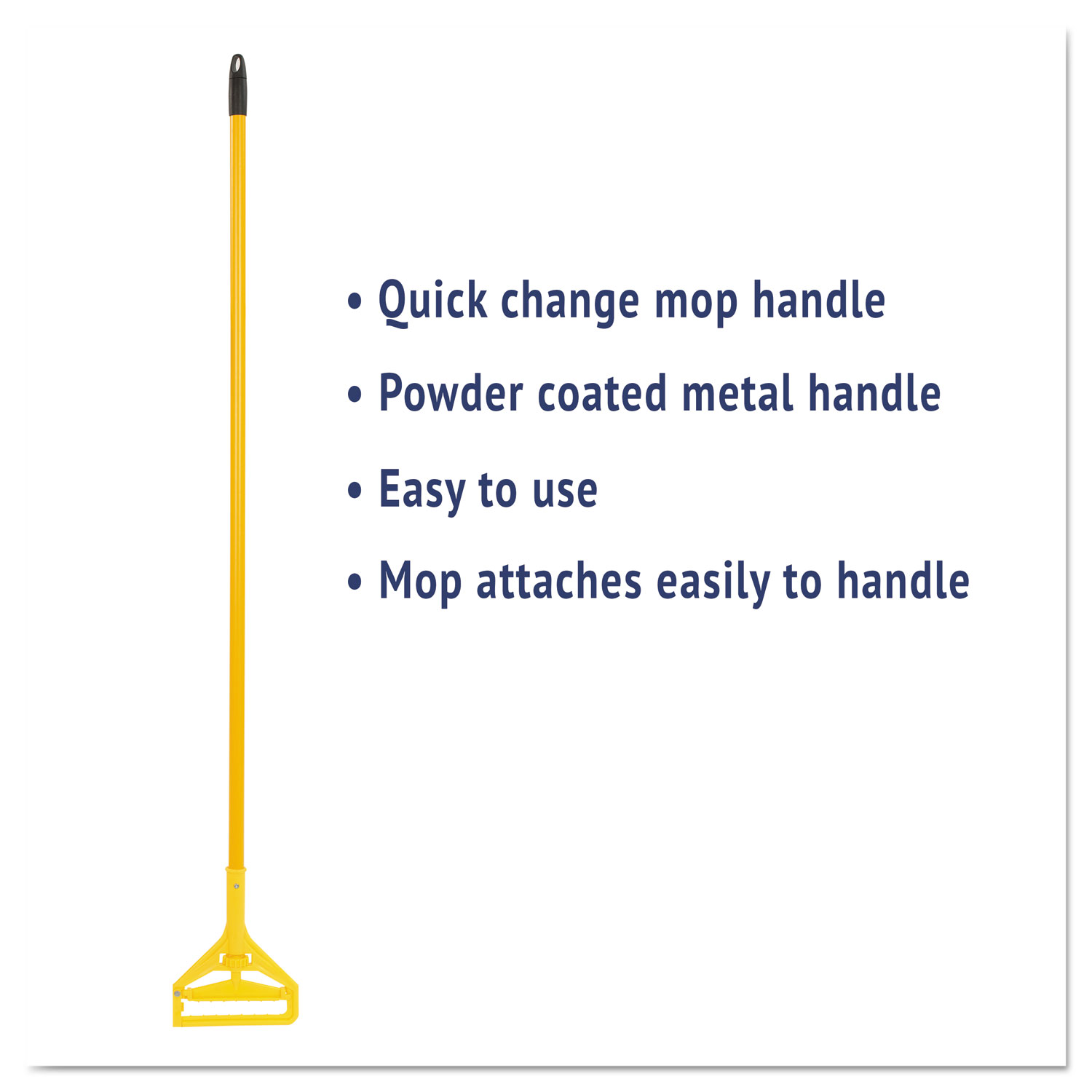 Quick Change Side-Latch Plastic Mop Head Handle, 60 Aluminum Handle, Yellow