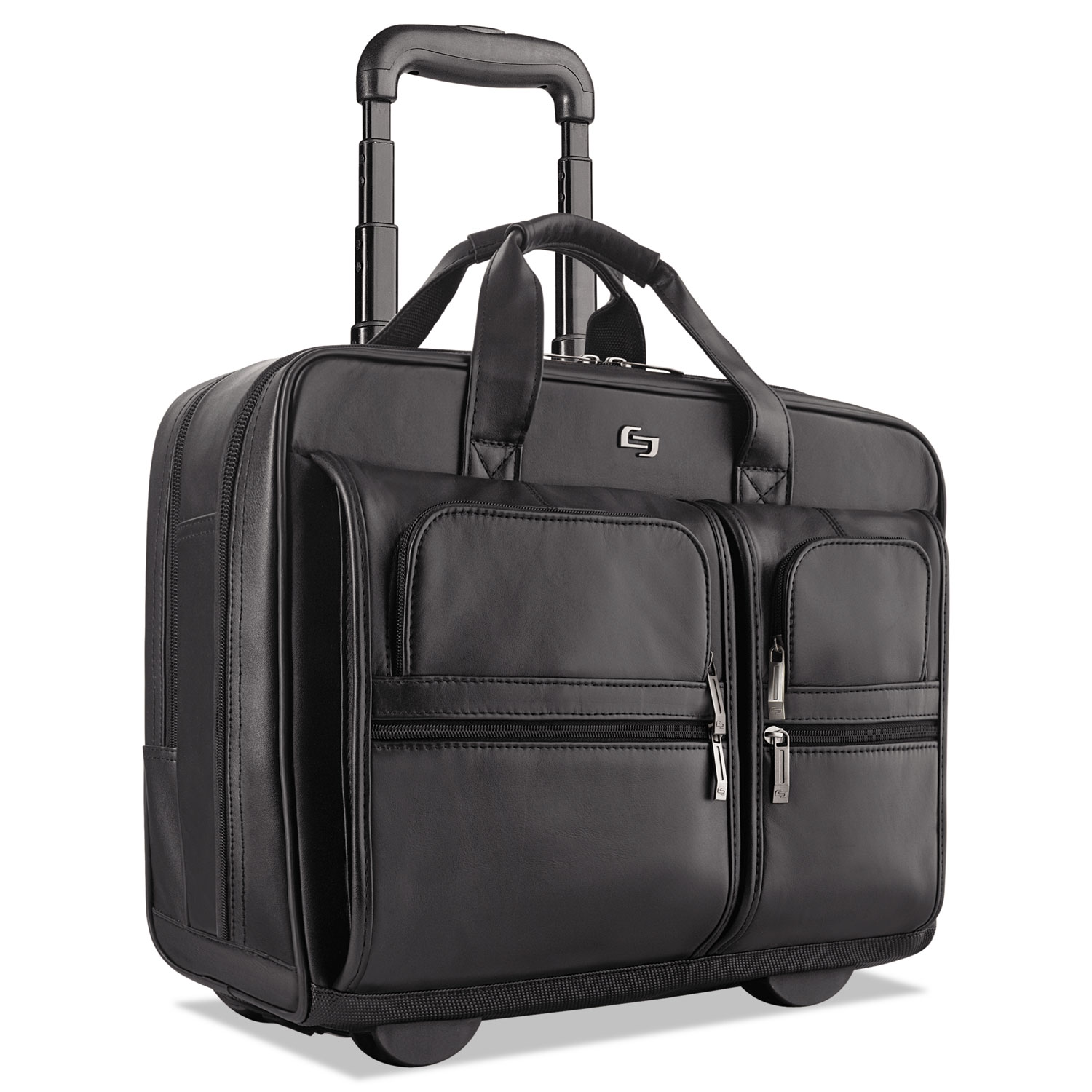 Classic Leather Rolling Case, 15.6, 16 7/10 x 7 x 13, Black