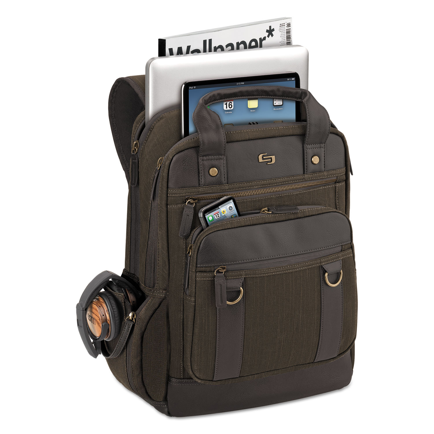 Bradford Backpack, 15.6, 12 x 5 x 17, Olive Denim/Espresso