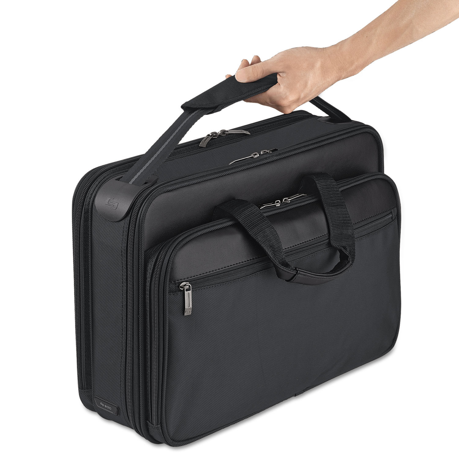 Classic Smart Strap Briefcase (Fits laptops up to 16), Black Poly