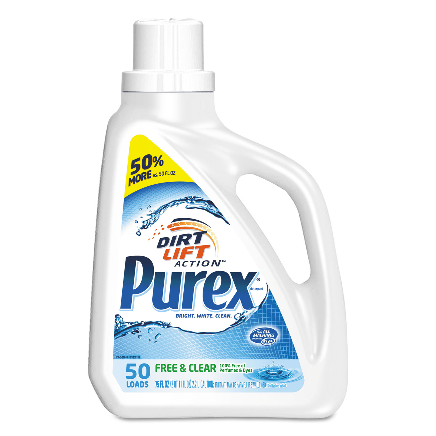  Purex 10024200060401 Free and Clear Liquid Laundry Detergent, Unscented, 75 oz Bottle, 6/Carton (DIA2420006040CT) 