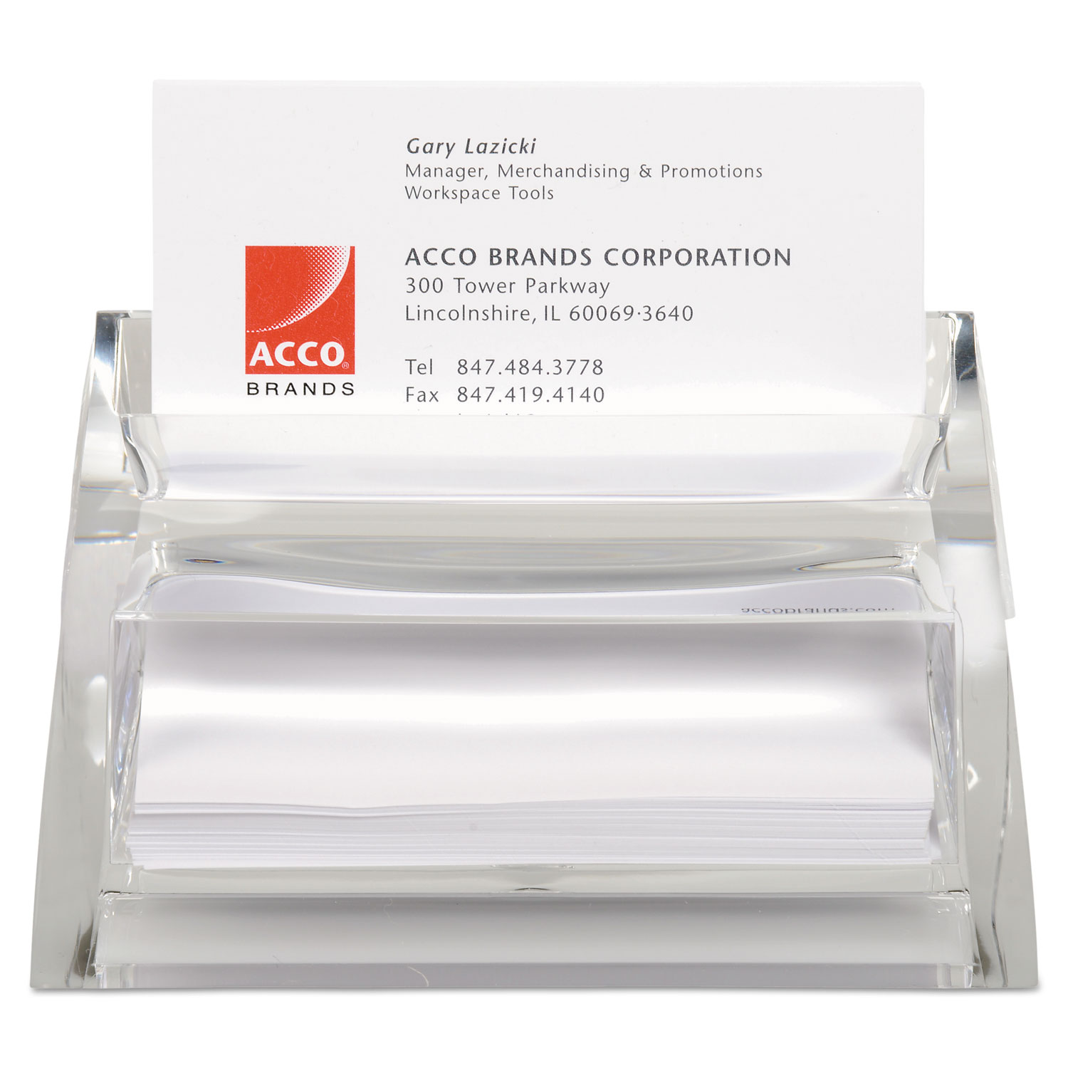 Stratus Acrylic Business Card Holder, Holds 40 3 1/2 x 2 Cards, Clear