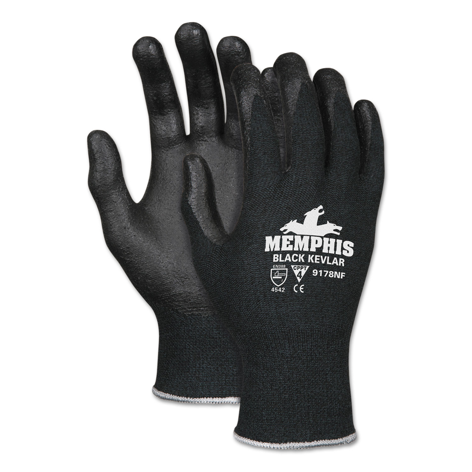  MCR Safety 9178NFL Kevlar Gloves 9178NF, Kevlar/Nitrile Foam, Black, Large (CRW9178NFL) 
