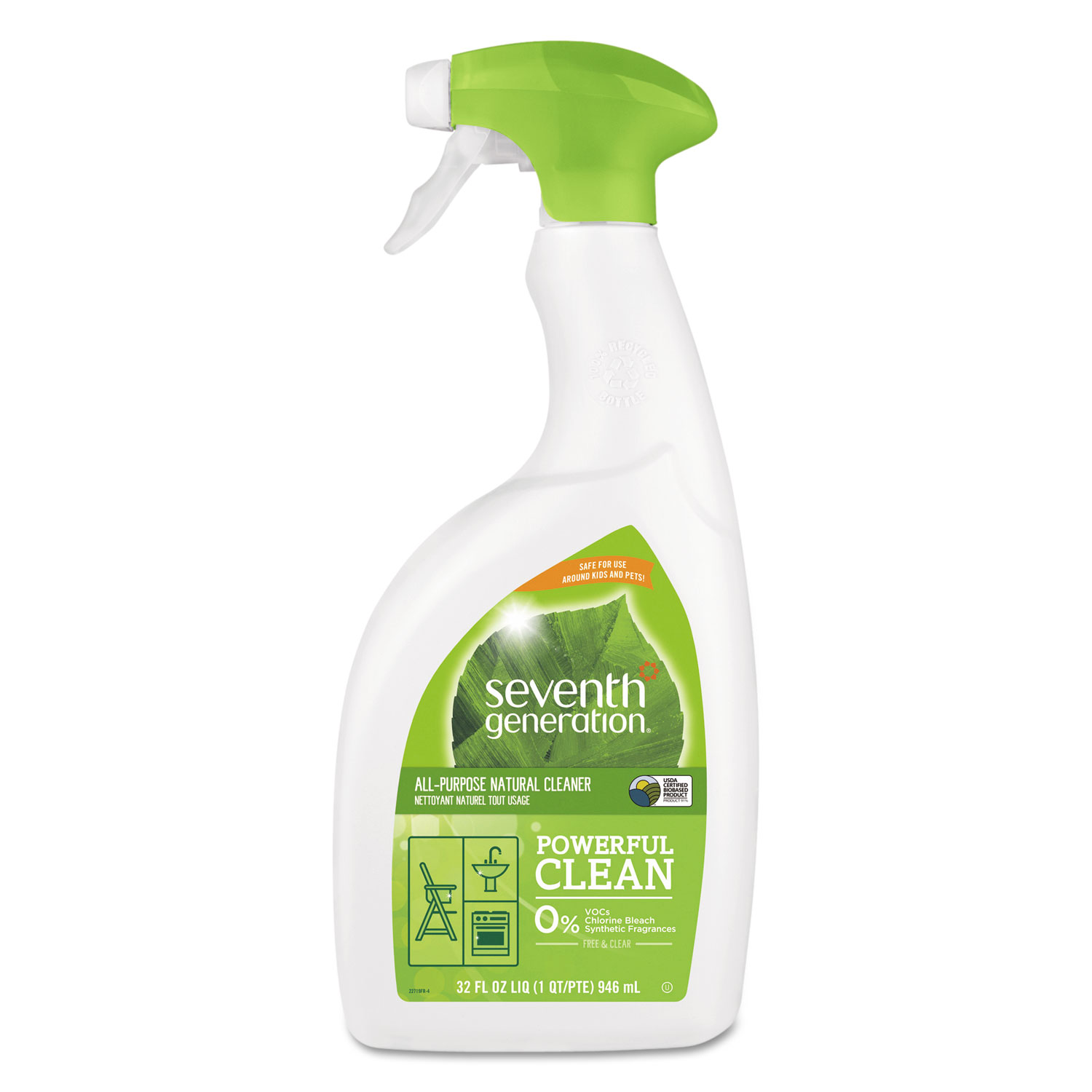 Natural All-Purpose Cleaner, Free & Clear, 32 oz Spray Bottle, 8/Carton