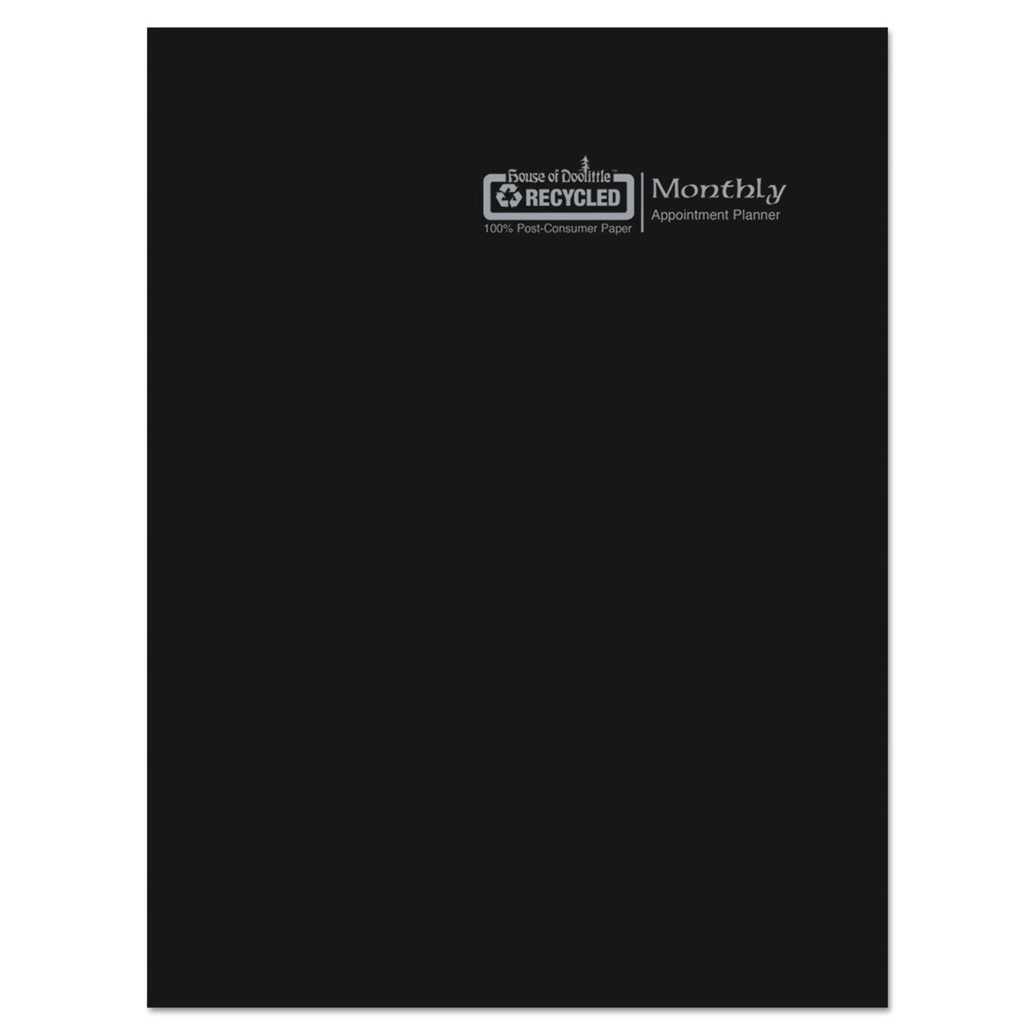 Recycled Ruled Planner with Stitched Leatherette Cover, 8.5x11, Black, 2017-2019