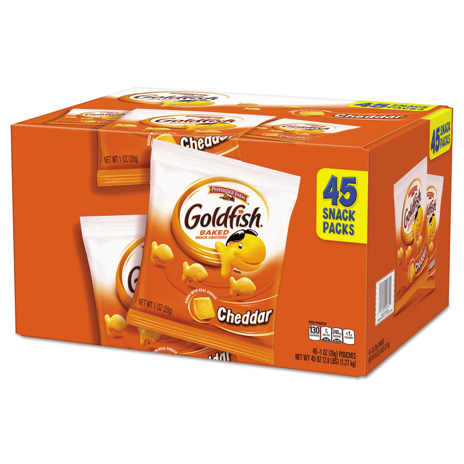  Pepperidge Farm 1013100 Goldfish Crackers, Cheddar, 1 oz Bag, 45/Carton (PPF1051900) 