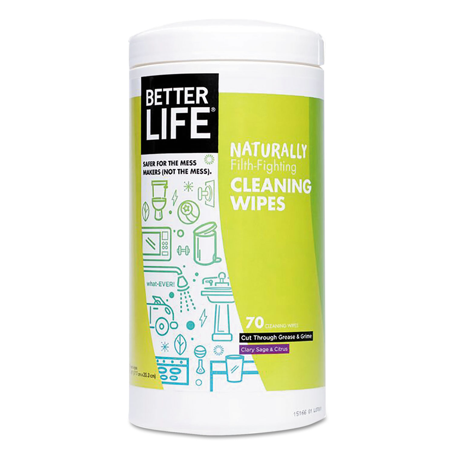 Naturally Filth-Fighting All Purpose Wipes, Clary Sage & Citrus, 70/Canister