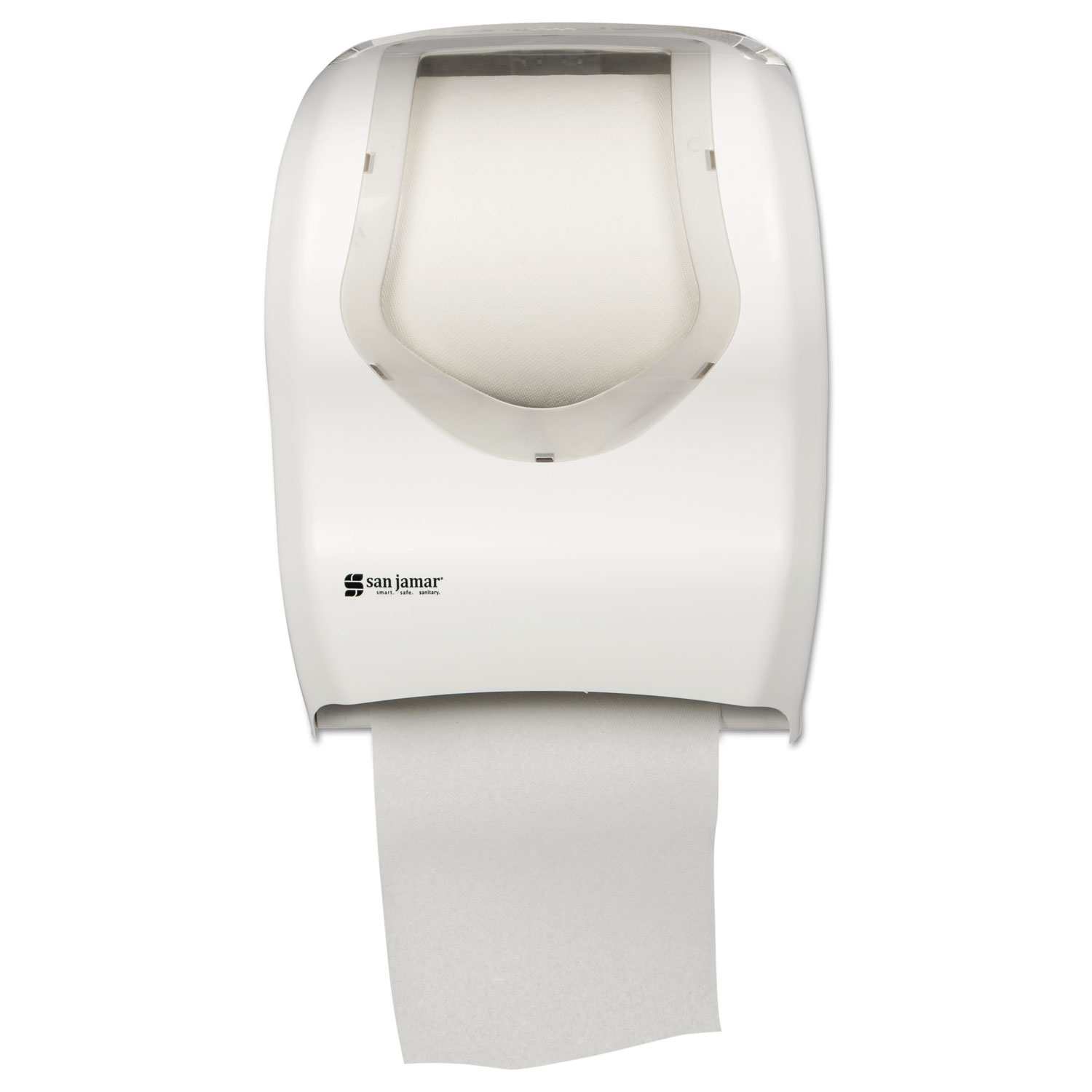  San Jamar T1370WHCL Tear-N-Dry Touchless Roll Towel Dispenser, 16 3/4 x 10 x 12 1/2, White/Clear (SJMT1370WHCL) 