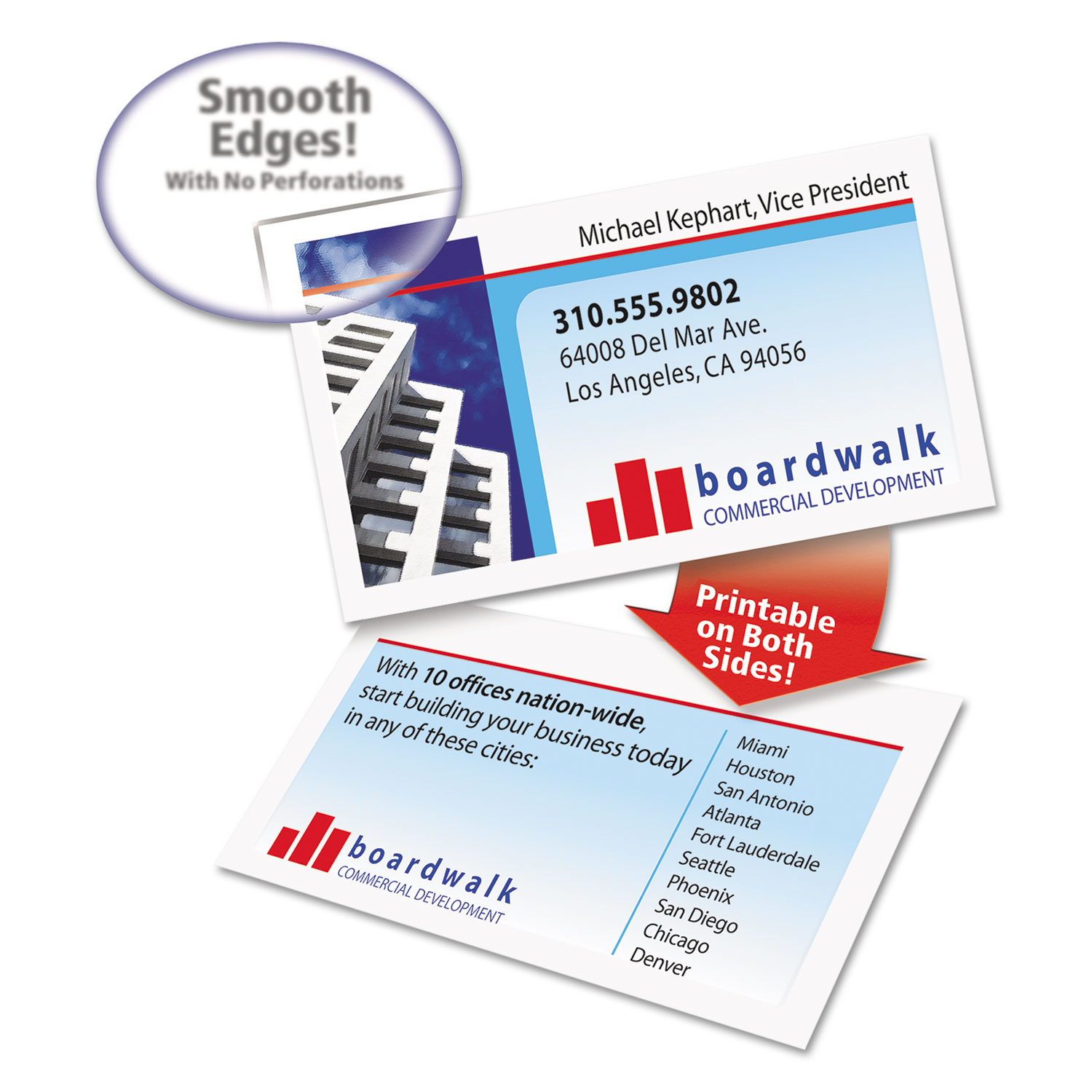 Inkjet 200//Pack 2 x 3 1//2 Two-Side Printable Clean Edge Business Cards Sold as 200 Each Ivory