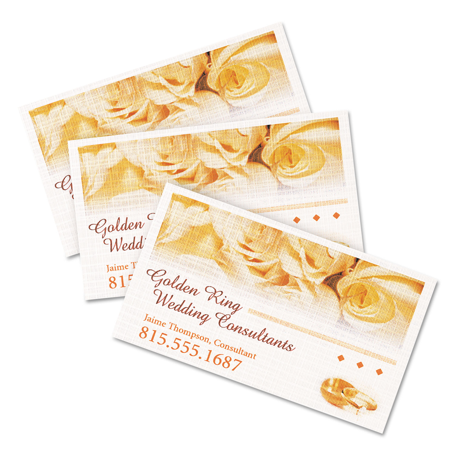 Linen Texture True Print Business Cards, Inkjet, 2 x 3 1/2, Linen White, 200/Pk