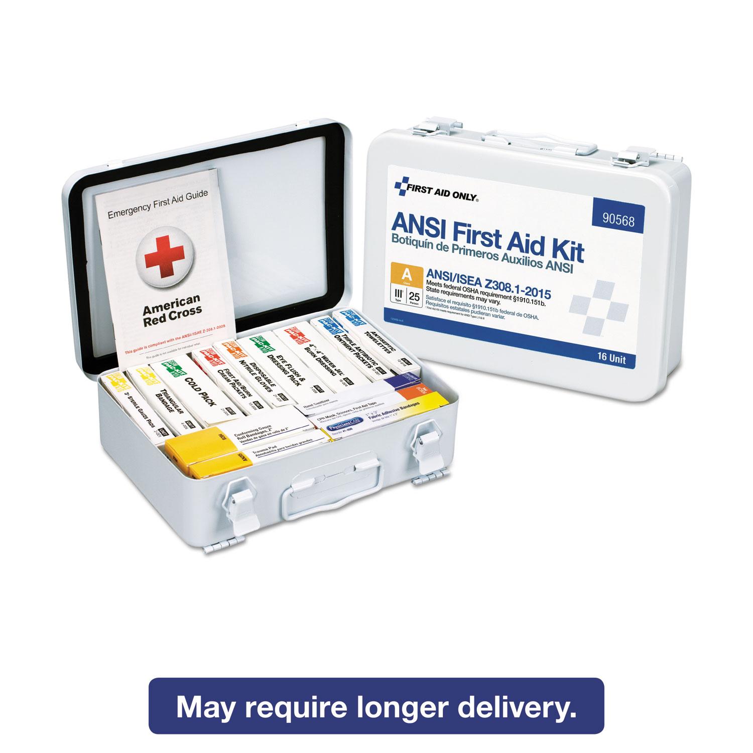 Unitized ANSI Compliant Class A Type III First Aid Kit for 25 People, 16 Units