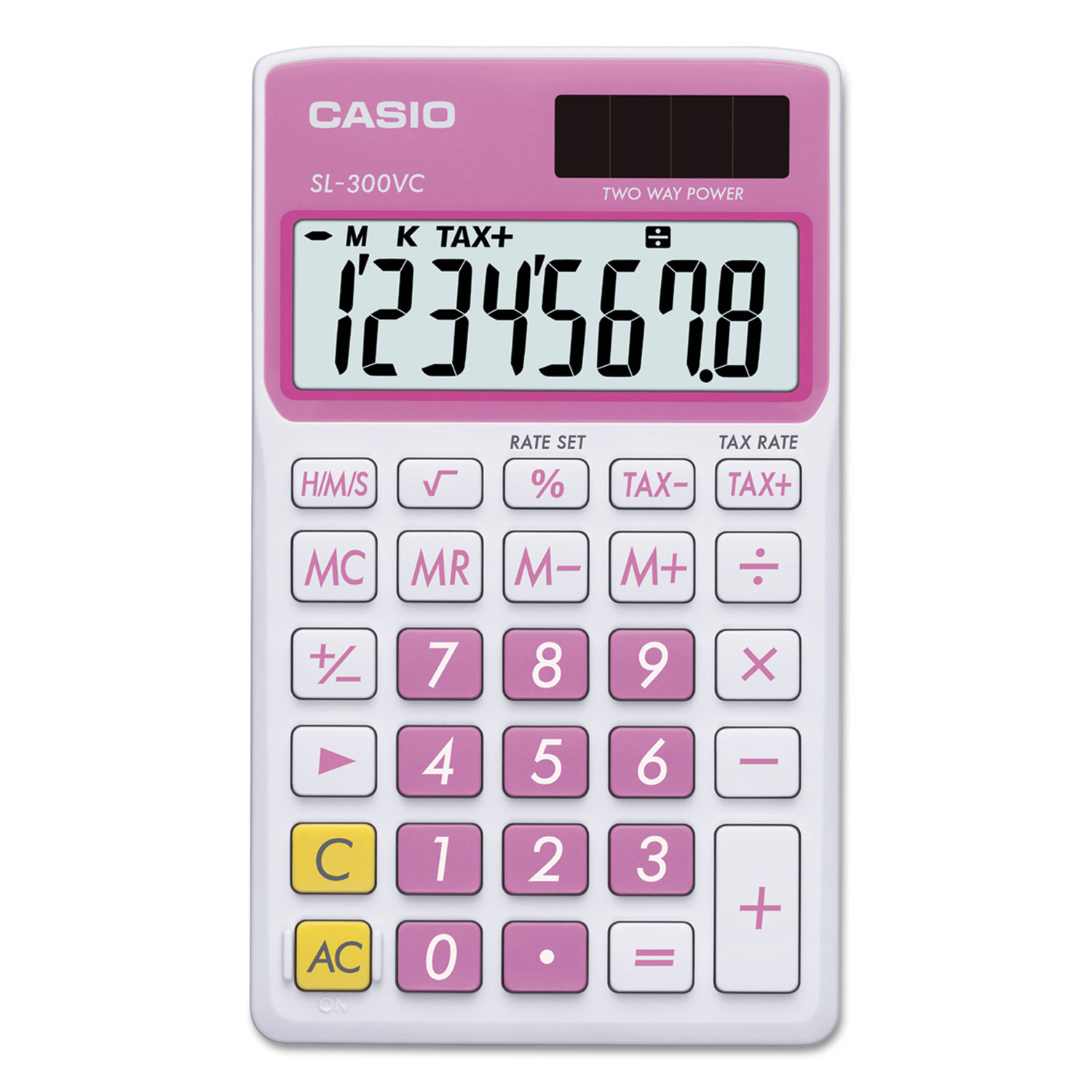  Casio SL-300VC-PK SL-300VCPK Handheld Calculator, 8-Digit LCD, Pink (CSOSL300VCPK) 