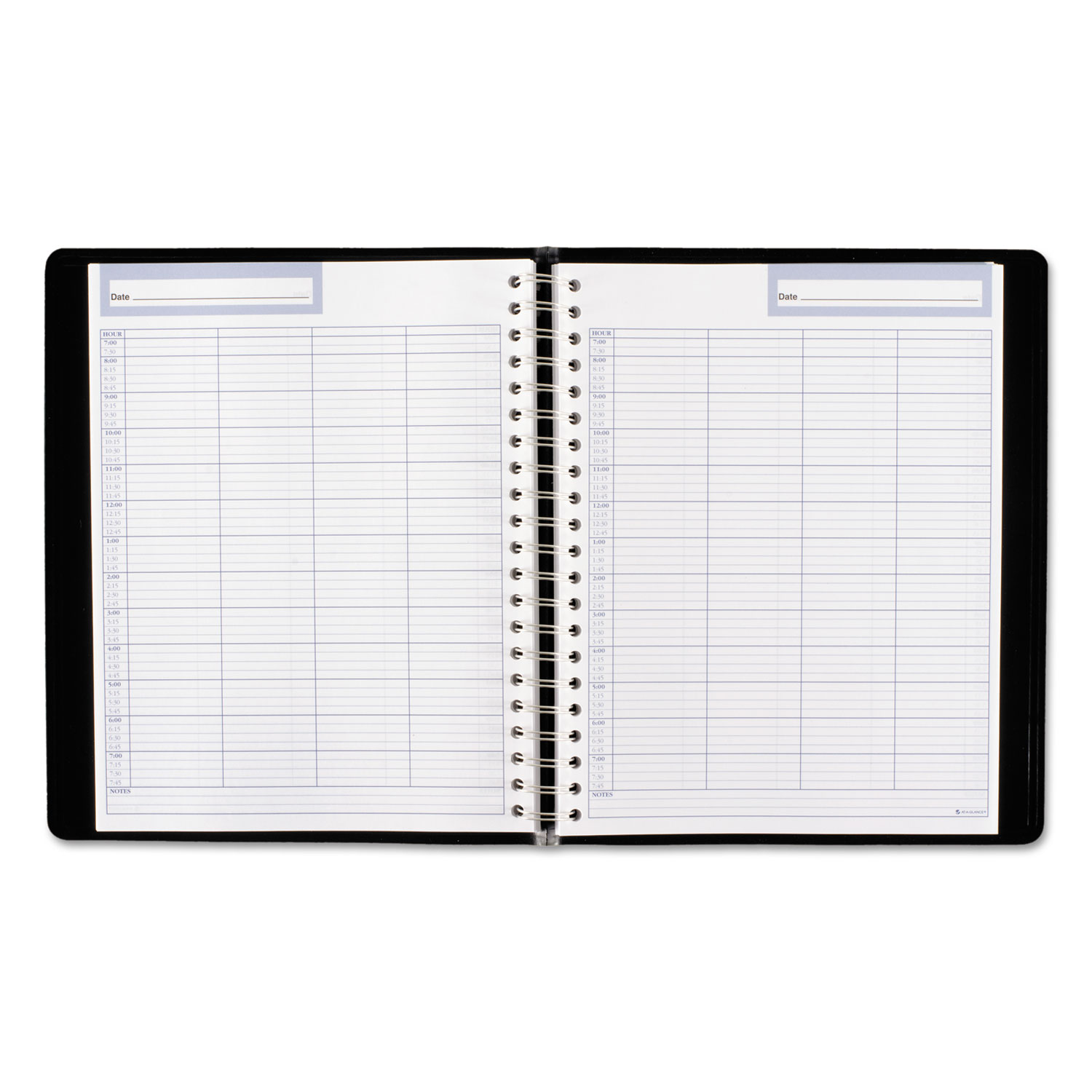 Undated Four-Person Group Daily Appointment Book, 8 1/2 x 10 7/8, Black, 2018