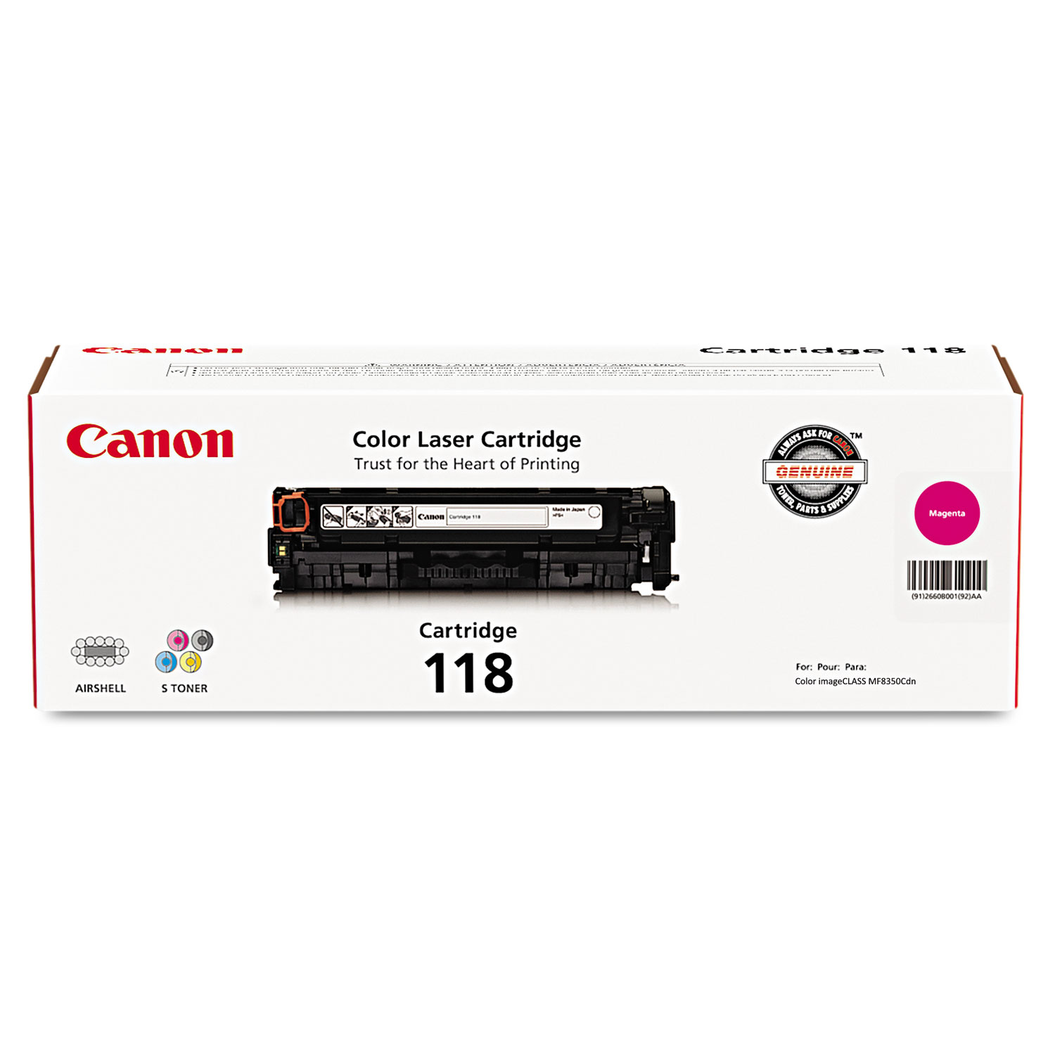  Canon 2660B001 2660B001 (118) Toner, 2900 Page-Yield, Magenta (CNM2660B001) 