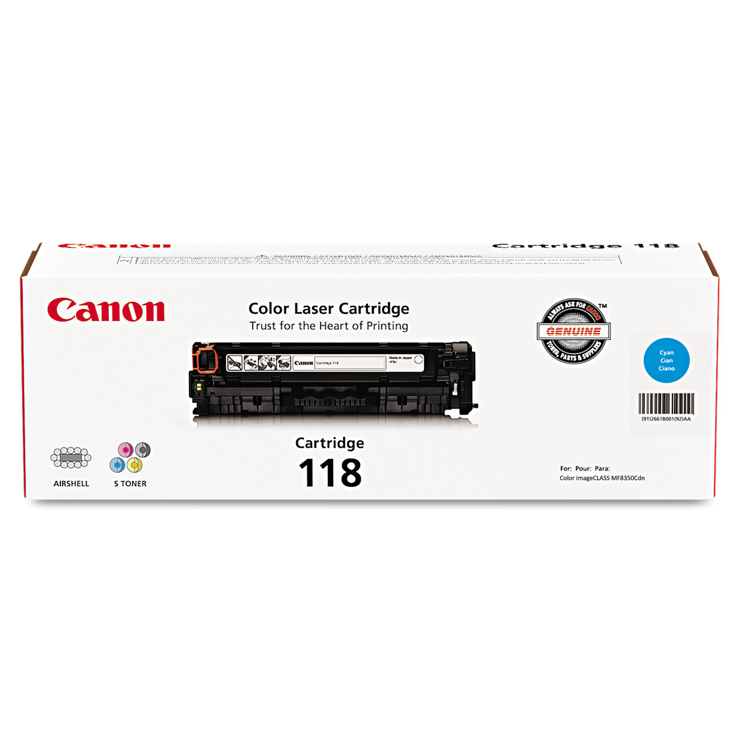  Canon 2661B001 2661B001 (118) Toner, 2900 Page-Yield, Cyan (CNM2661B001) 