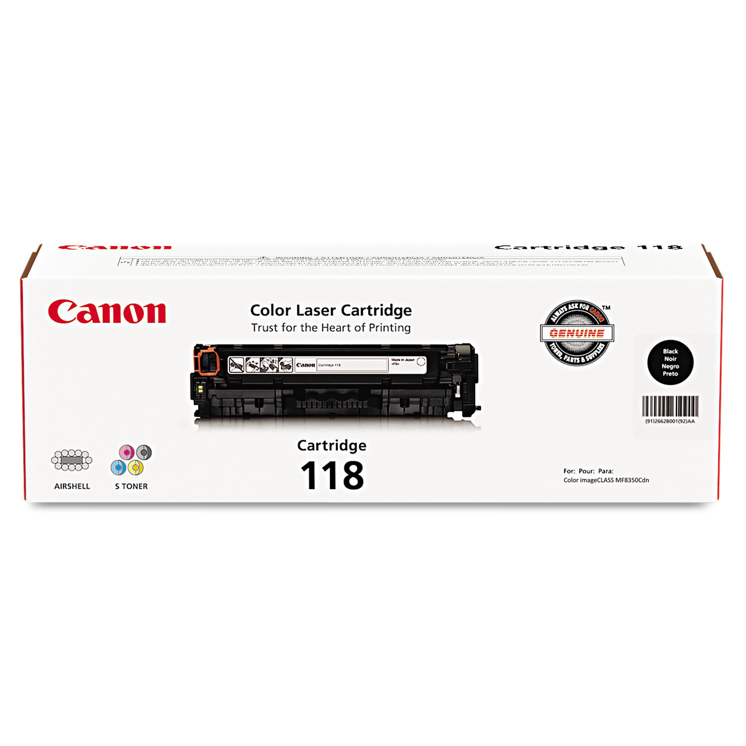  Canon 2662B001 2662B001 (118) Toner, 3400 Page-Yield, Black (CNM2662B001) 
