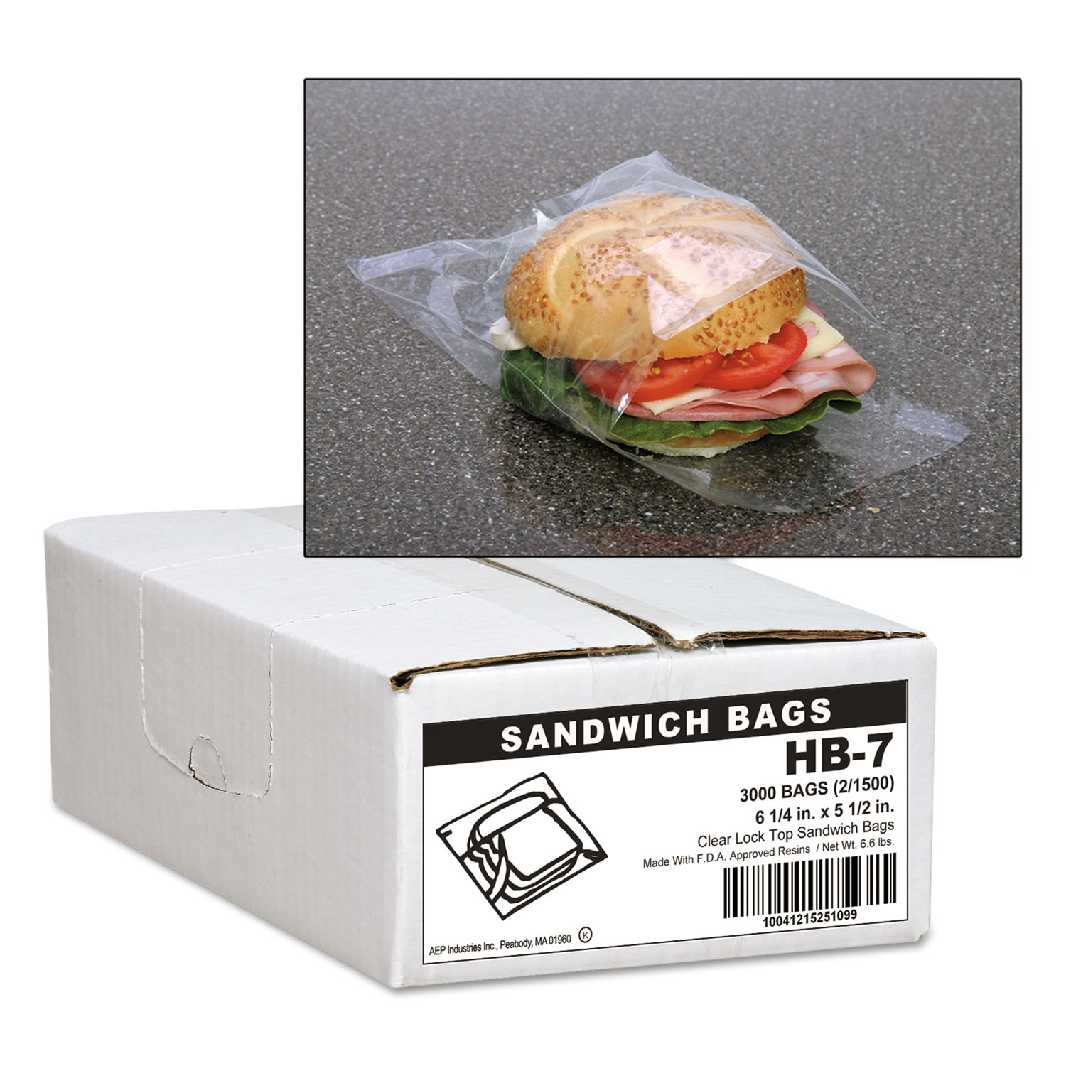  Handi-Bag WEBHB-7 Jumbo Sandwich Bags, 0.7 mil, 5.5 x 6.25, Clear, 3,000/Carton (WBIHB7) 