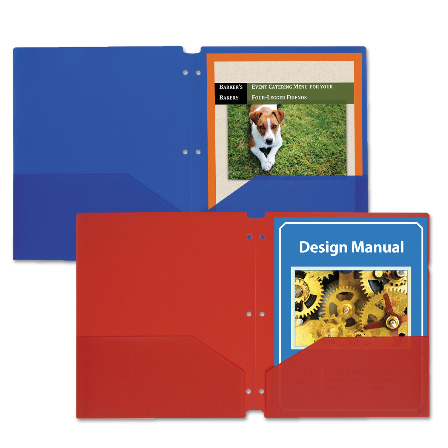 *NEW* 2-Pocket Portfolio Folders 3-Hole Punch Kitties & Pups GREENROOM 