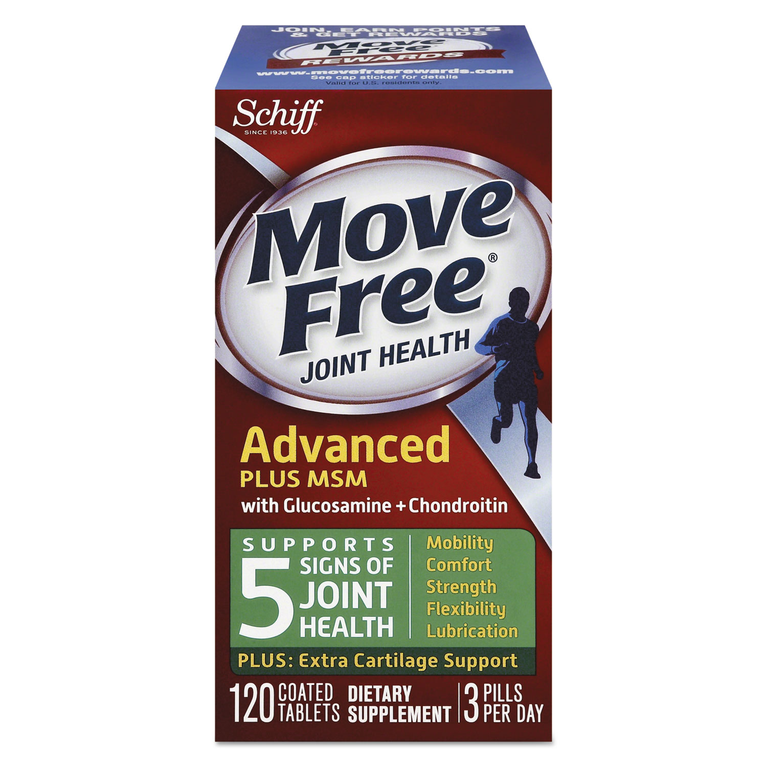  Move Free 20525-97008 Move Free Advanced Plus MSM Joint Health Tablet, 120 Count (MOV97008) 
