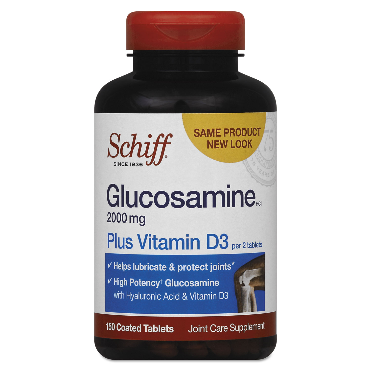  Schiff 20525-97005 Glucosamine 2000 mg Plus Vitamin D3 Coated Tablet, 150 Count (SFS97005EA) 