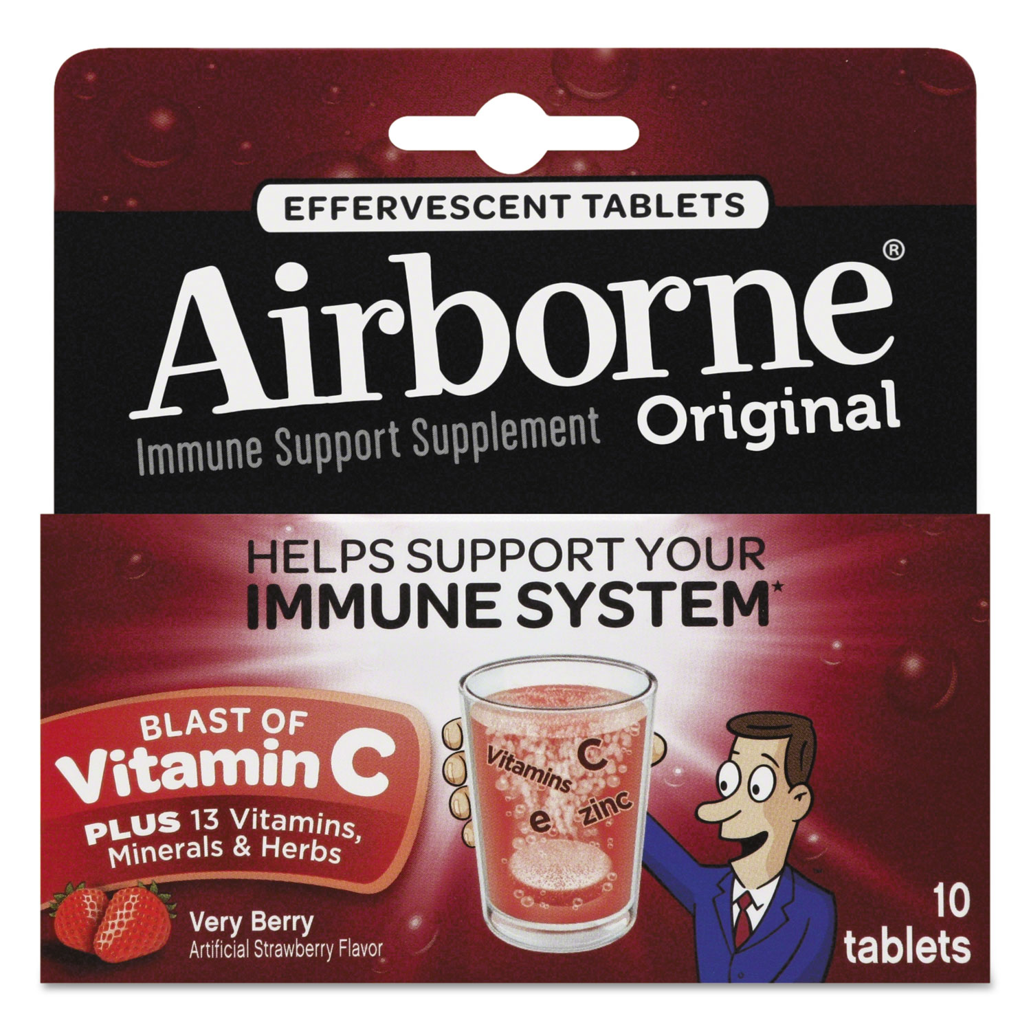  Airborne 47865-30112 Immune Support Effervescent Tablet, Very Berry, 10 Count (ABN30112) 