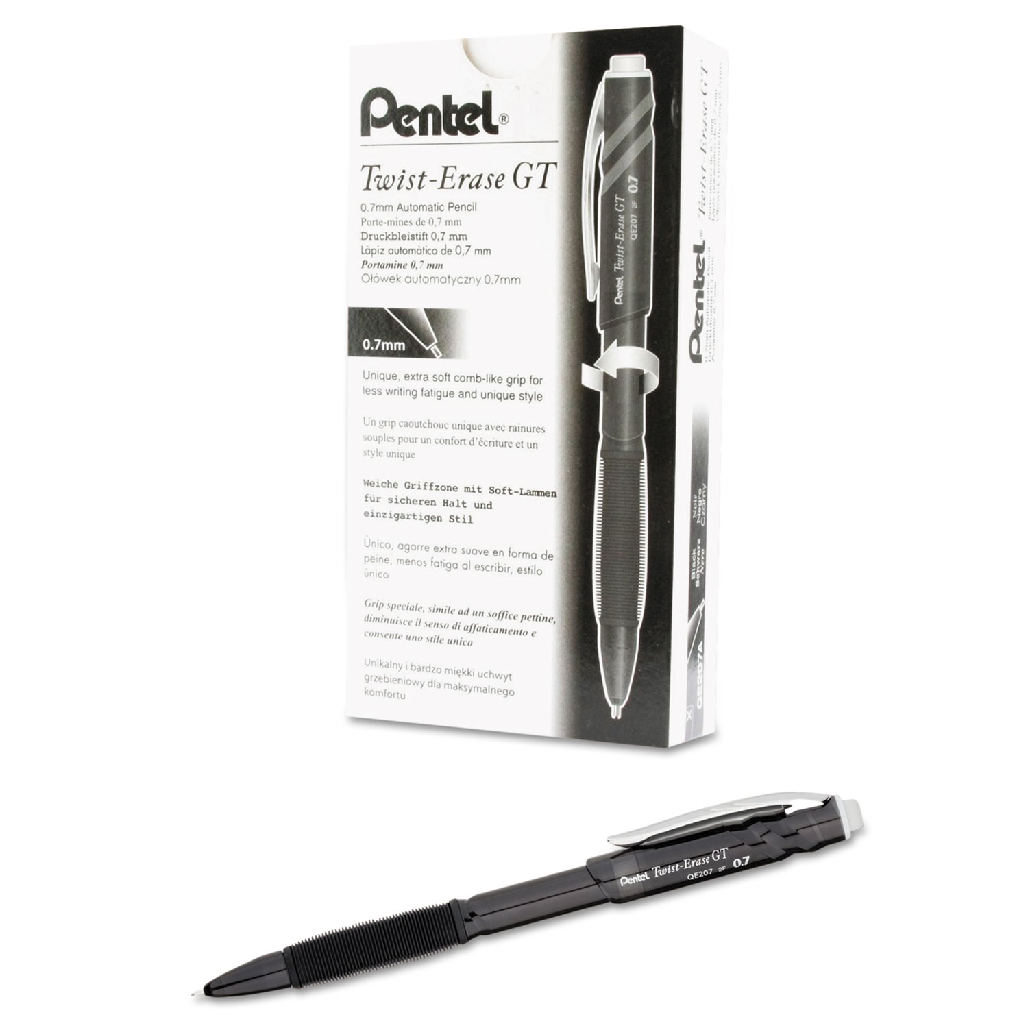 Twist-Erase GT Pencils, 0.7 mm, Black