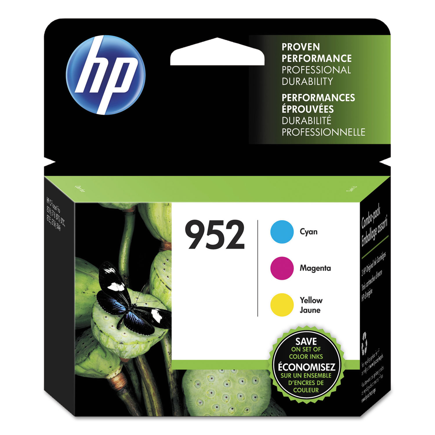  HP N9K27AN HP 952, (N9K27AN) 3-pack Cyan/Magenta/Yellow Original Ink Cartridges (HEWN9K27AN) 
