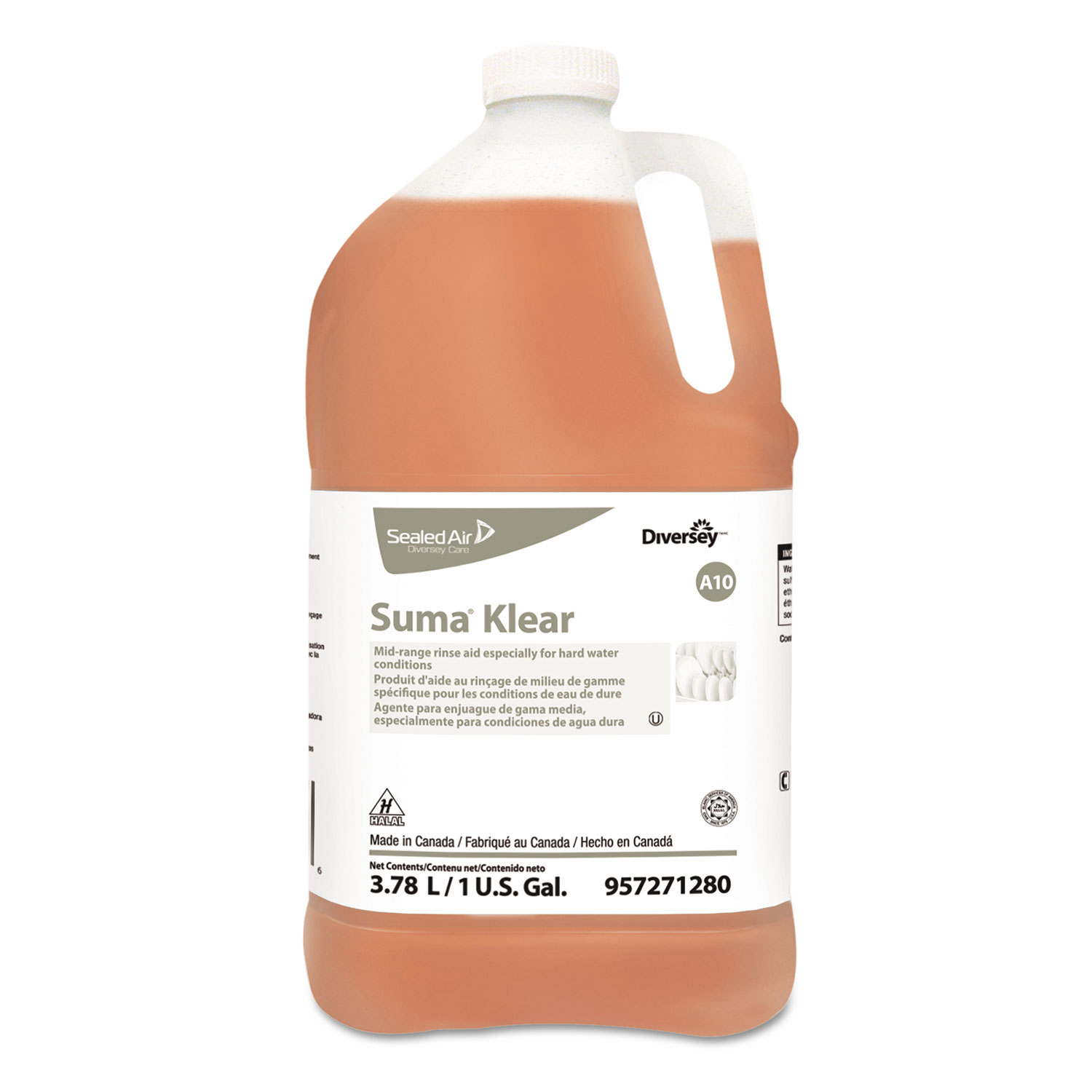 Suma Klear A10 Rinse Aid, 1 gal Bottle, 4/Carton