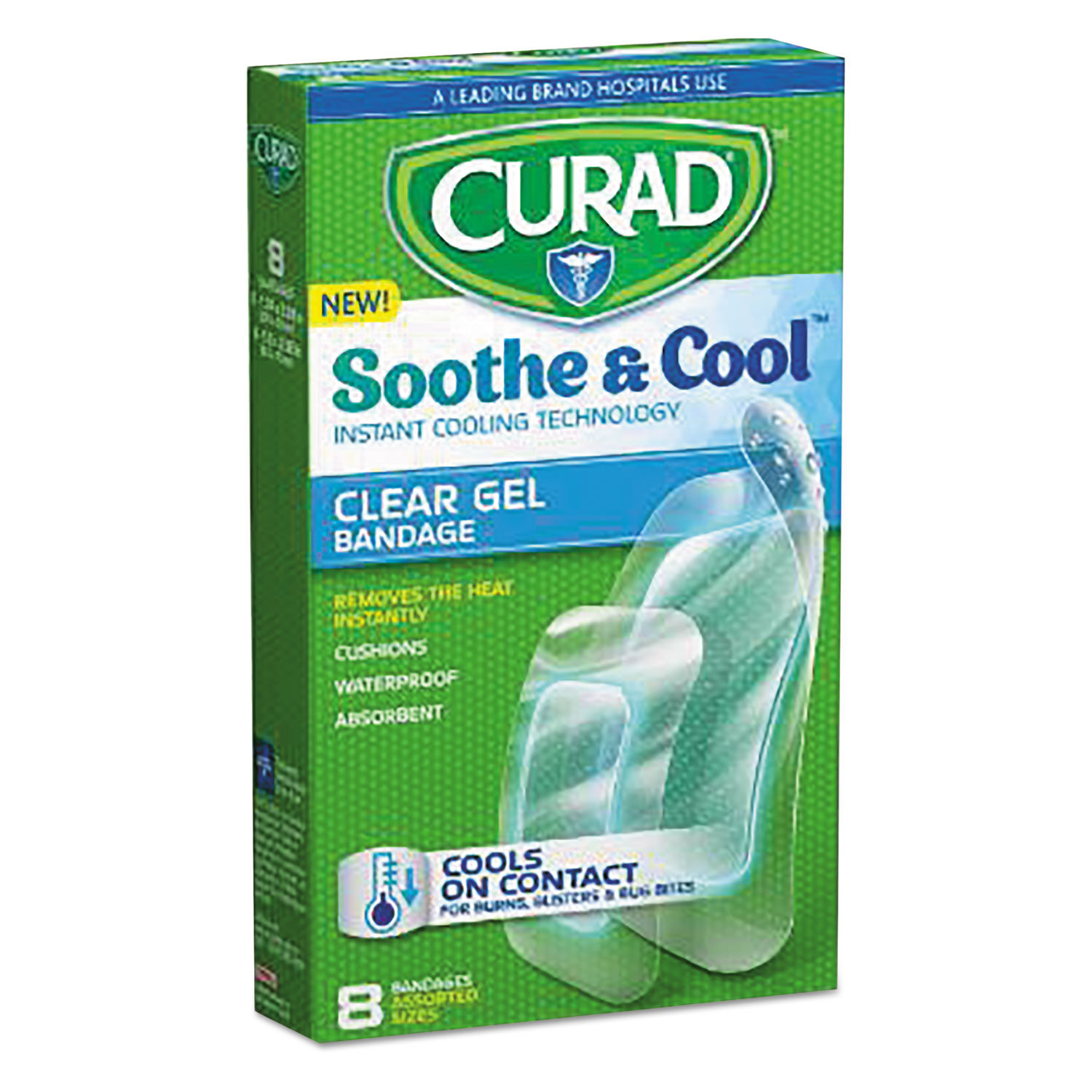 Soothe & Cool Clear Gel Bandages, 1.8 x 2.96, Clear, 8/Box