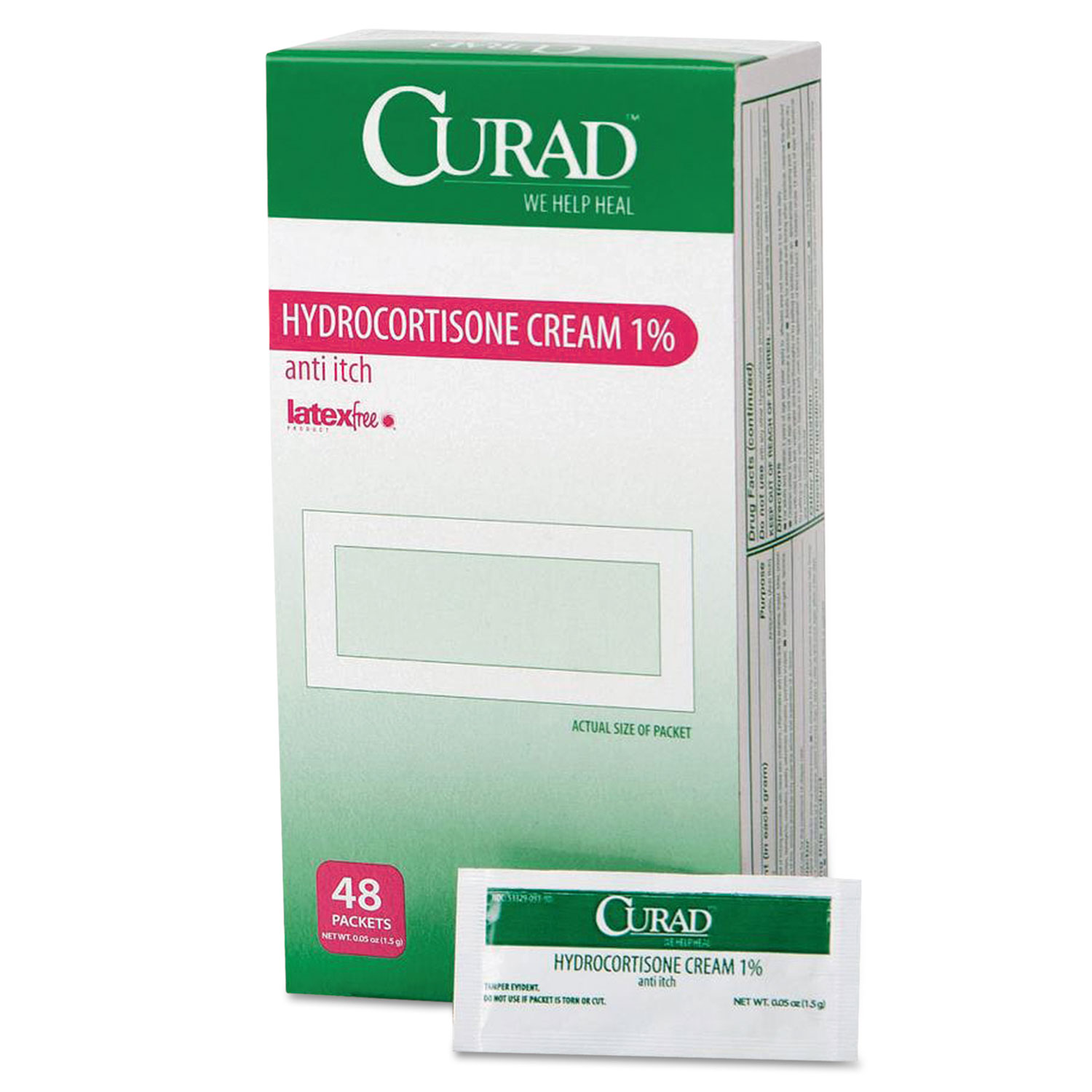  Curad CUR015408 Hydrocortisone Cream, 0.007 oz Foil Packet, 48/Box (MIICUR015408) 