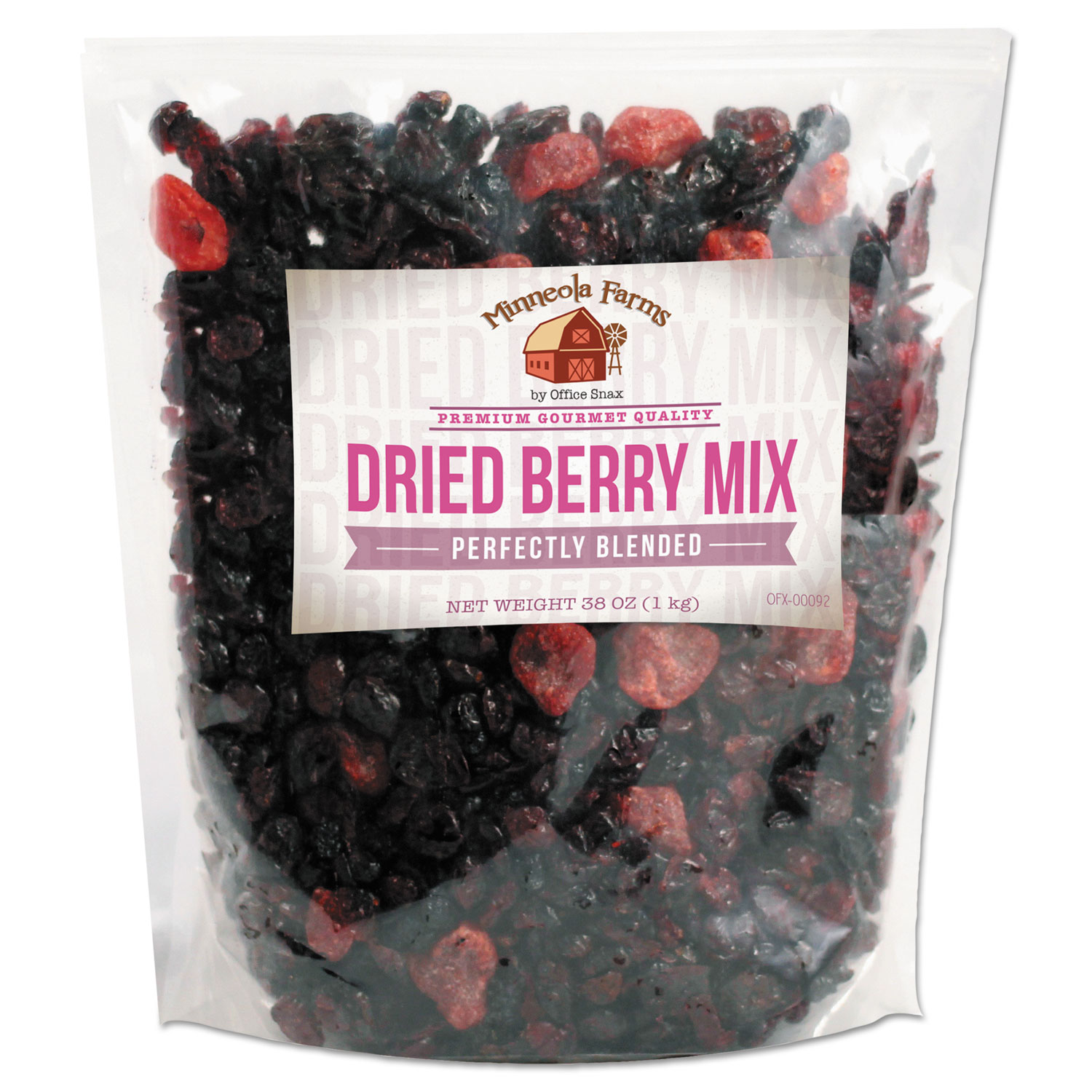  Office Snax 00092 Favorite Nuts, Dried Berry Mix, 38 oz Bag (OFX00092) 