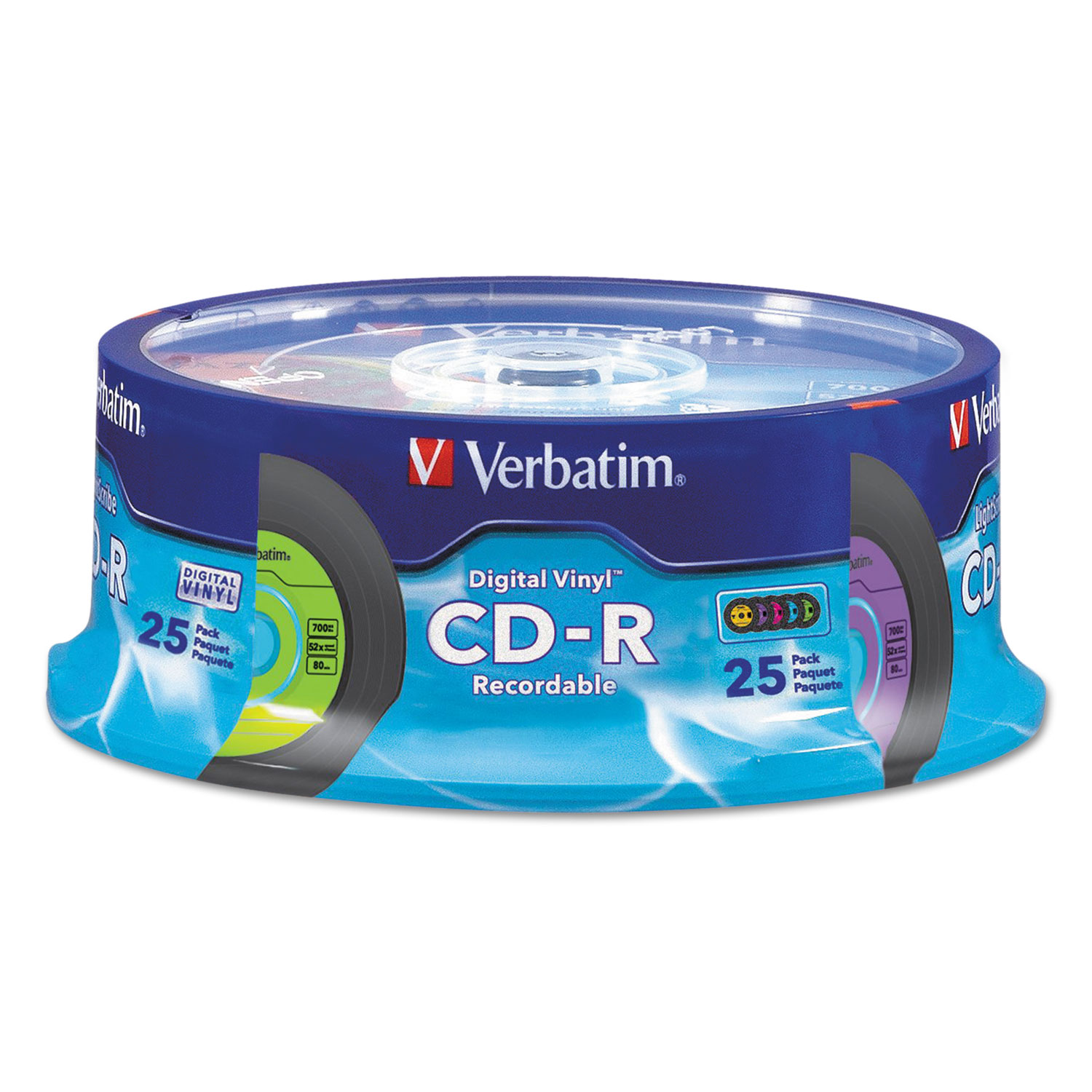  Verbatim 94488 CD-R with Digital Vinyl Surface, 80min, 52X, 25/PK Spindle (VER94488) 