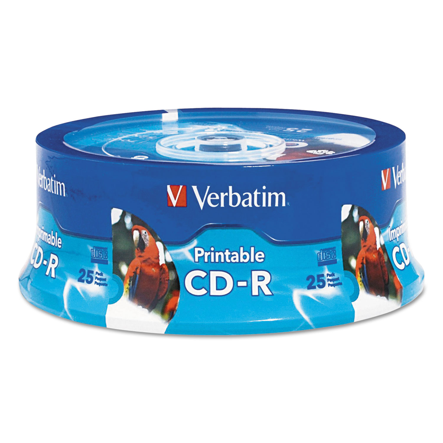  Verbatim 96189 CD-R, 700MB, 52X, White Inkjet Printable, Hub Printable, 25/PK Branded Spindle (VER96189) 
