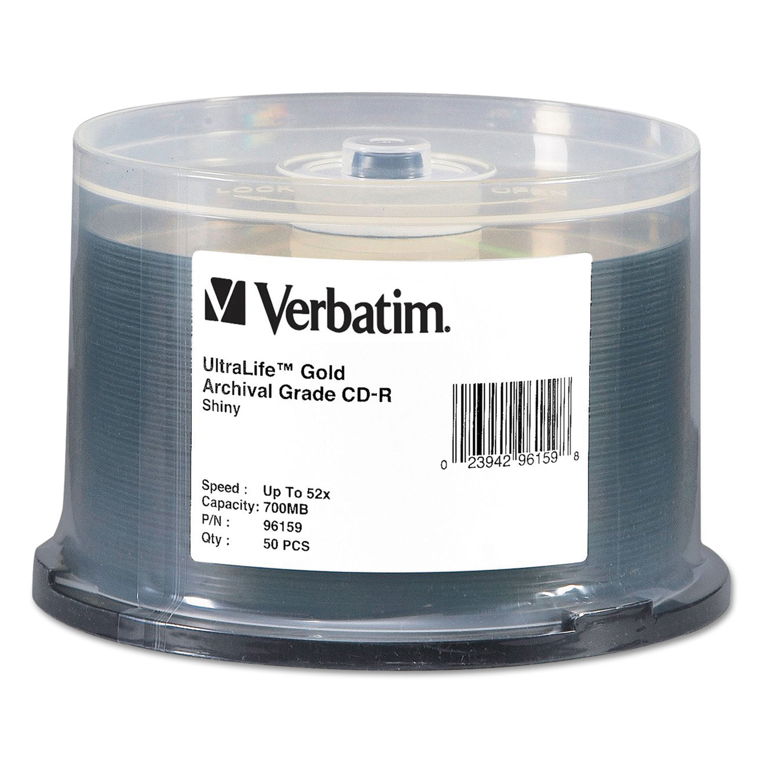  Verbatim 96159 UltraLife Gold Archival Grade CD-R w/Branded Surface 700MB 52X, 50/PK Spindle (VER96159) 