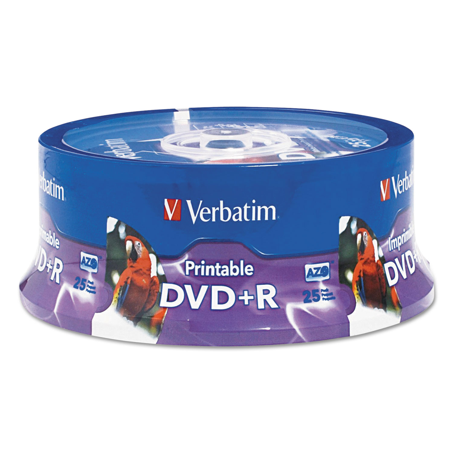  Verbatim 96190 DVD+R, 4.7GB, 16X, White Inkjet Printable, Hub Printable, 25/PK Spindle (VER96190) 