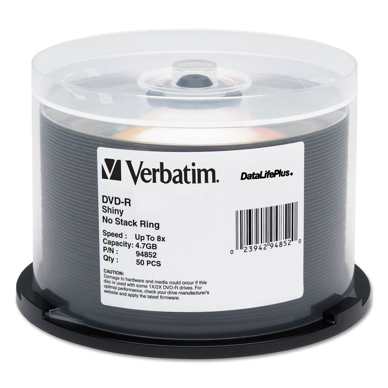  Verbatim 94852 DataLifePlus DVD-R, 4.7GB, 8X, Shiny Silver Silk Screen Printable, 50/PK Spindle (VER94852) 