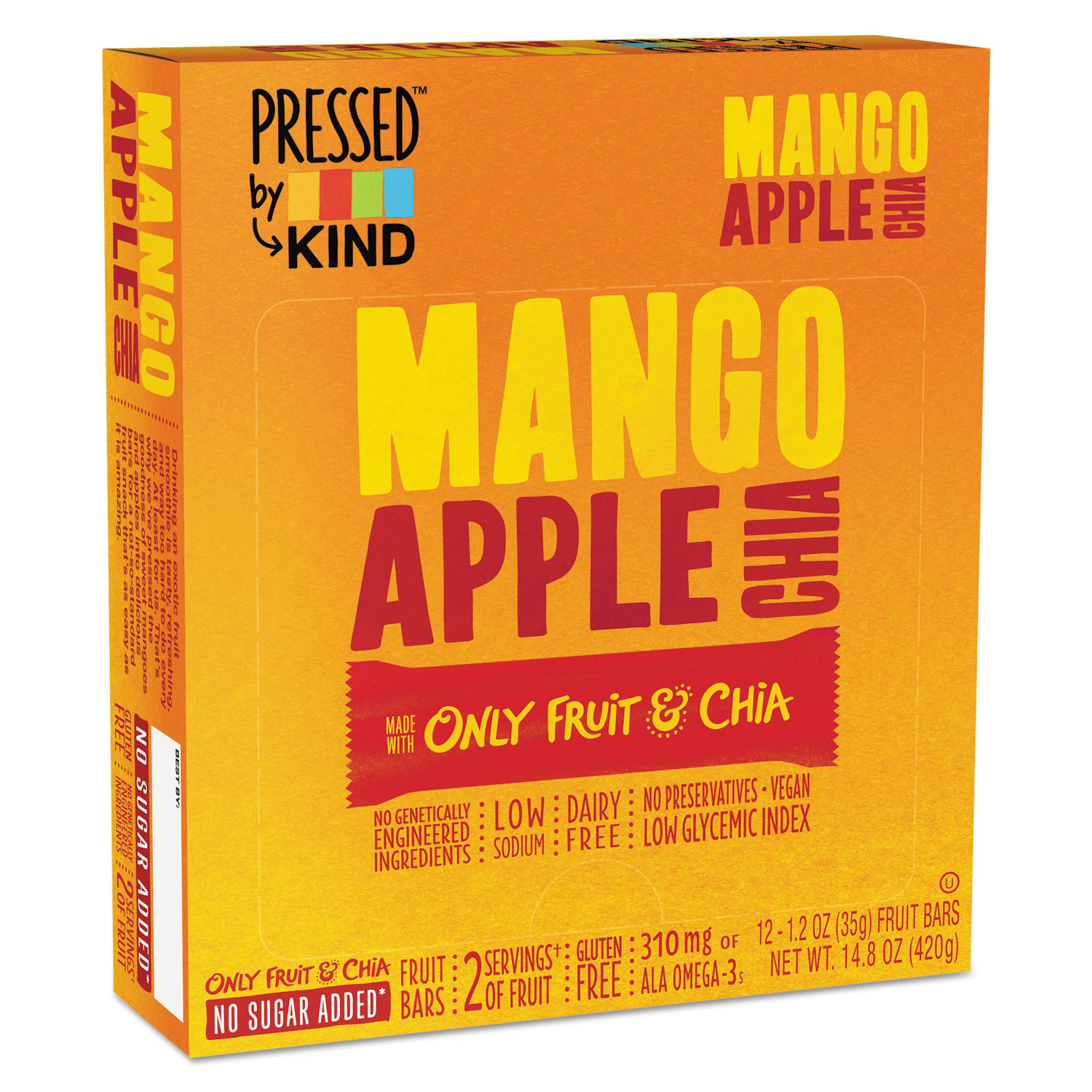  KIND 24063 Pressed by KIND Bars, Mango Apple Chia, 1.2 oz Bar, 12/Box (KND24063) 