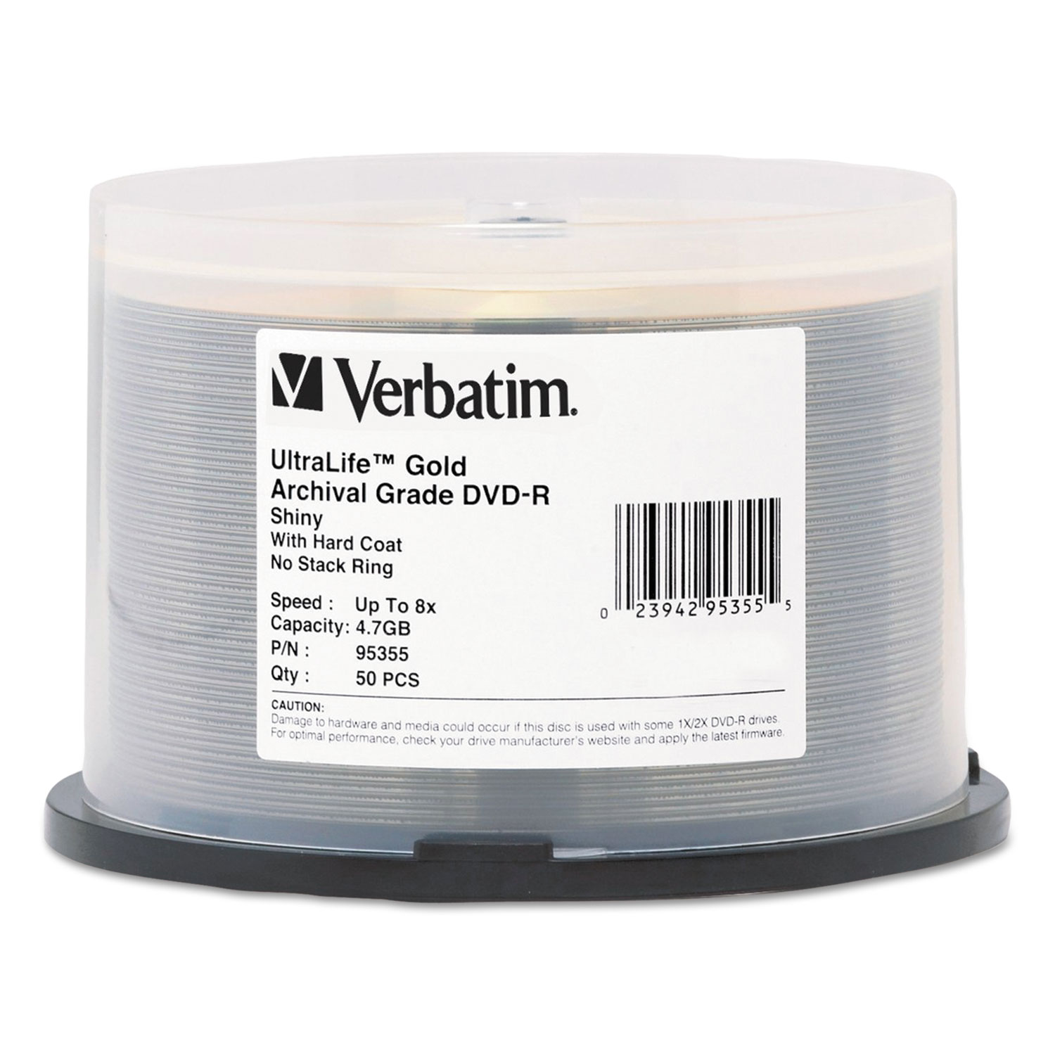  Verbatim 95355 UltraLife Gold Archival Grade w/Branded Surface DVD-R, 4.7GB/16X, 50/PK Spindle (VER95355) 