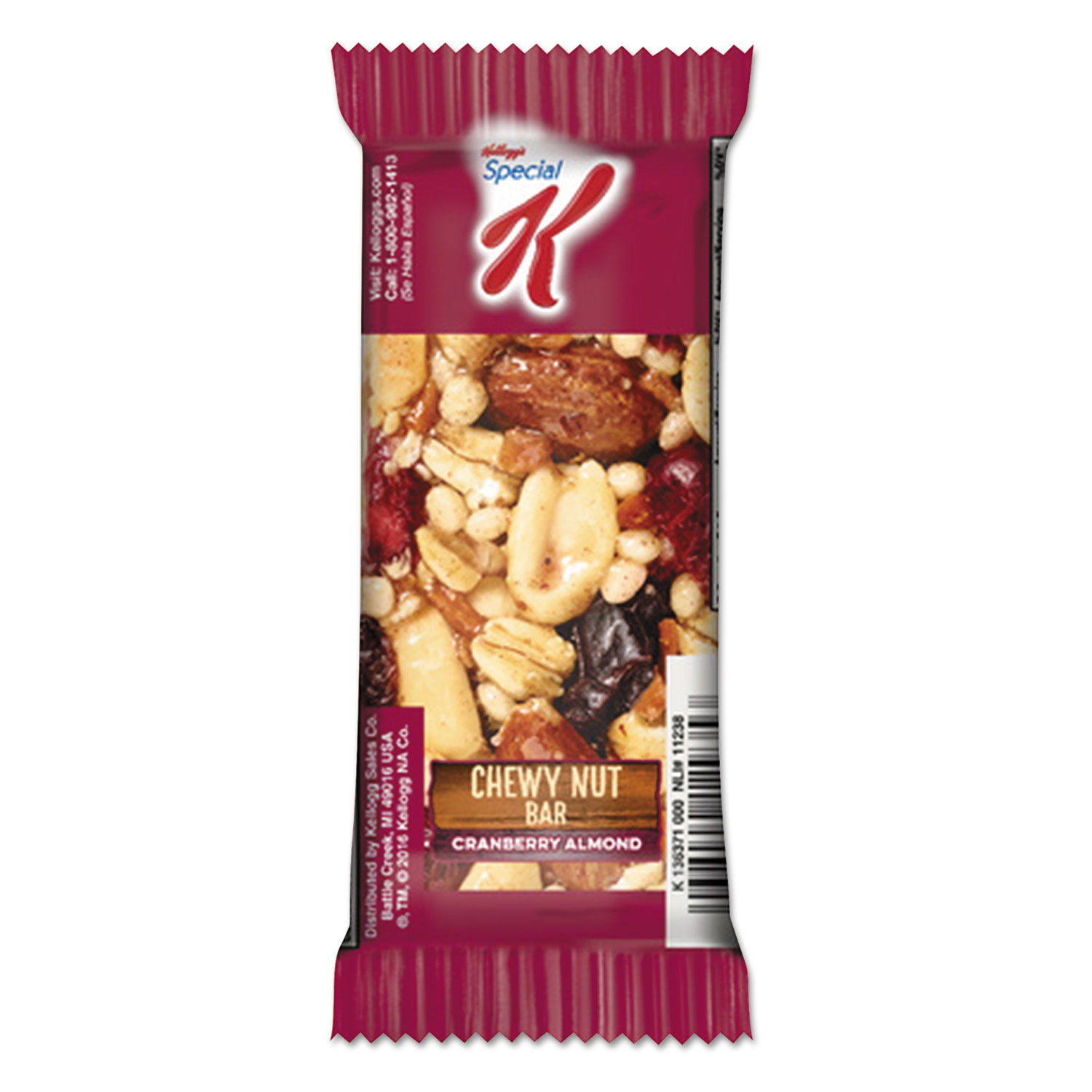  Kellogg's 3800014606 Special K Chewy Nut Bars, Cranberry Almond, 1.16 oz Bar, 6/Box (KEB14606) 