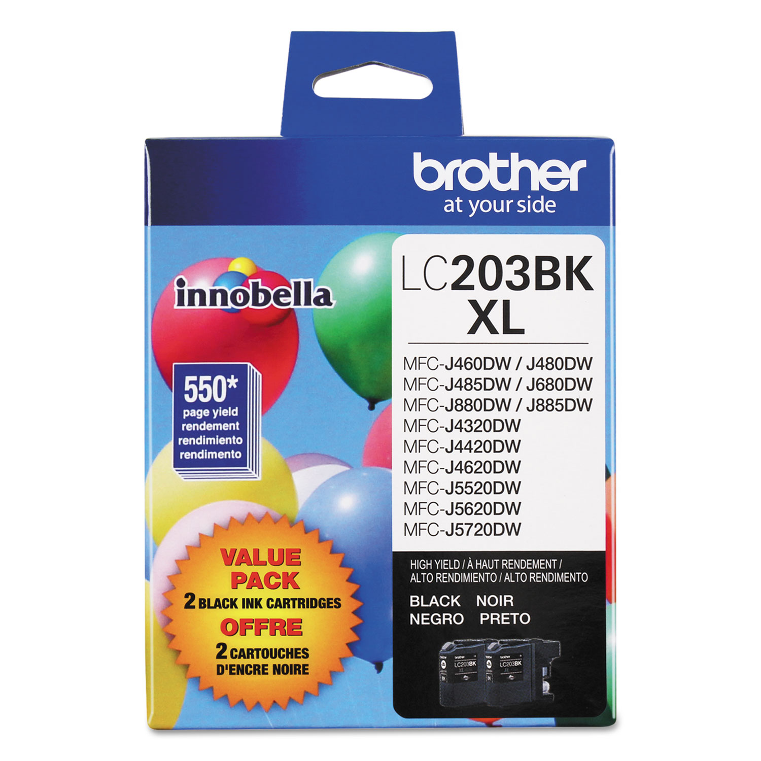  Brother LC2032PKS LC2032PKS Innobella High-Yield Ink, 550 Page-Yield, Black, 2/PK (BRTLC2032PKS) 