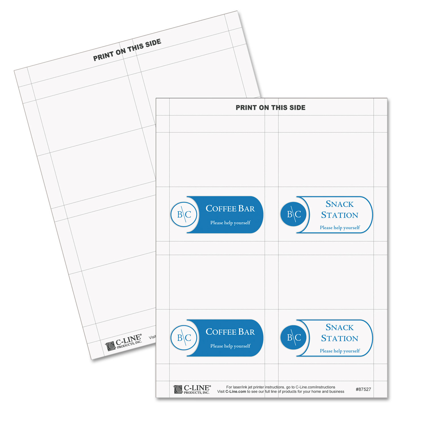  C-Line 87527 Scored Tent Cards, White Cardstock, 2 x 3.5, 4/Sheet, 40 Sheets/Box (CLI87527) 