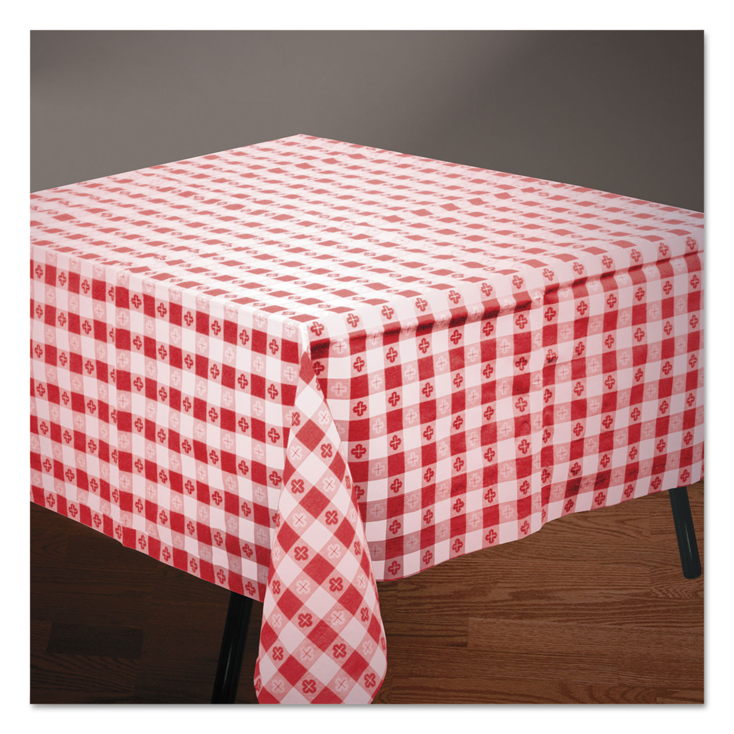 Tissue/Poly Tablecovers, 54 x 108, Red/White Gingham