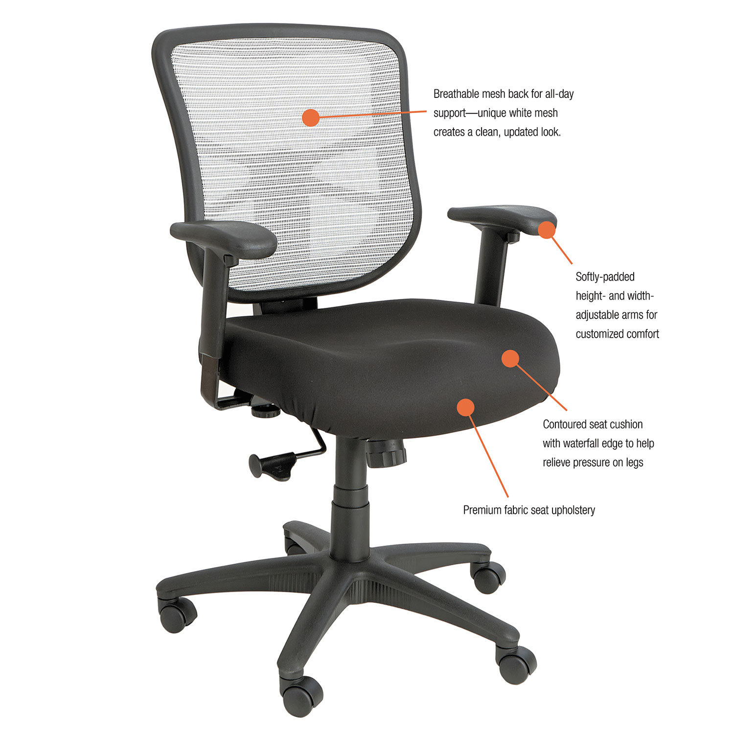 Alera Elusion Series Mesh Mid Back Swivel Tilt Chair Supports Up